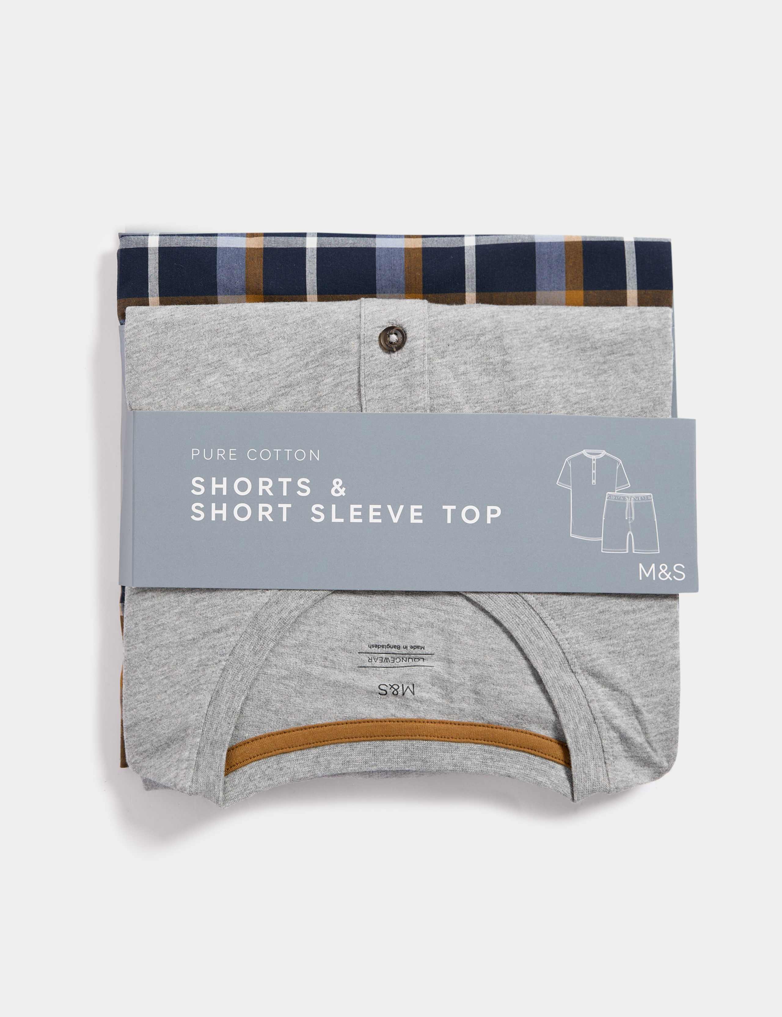 Pure Cotton Henley Checked Pyjama Set 6 of 6