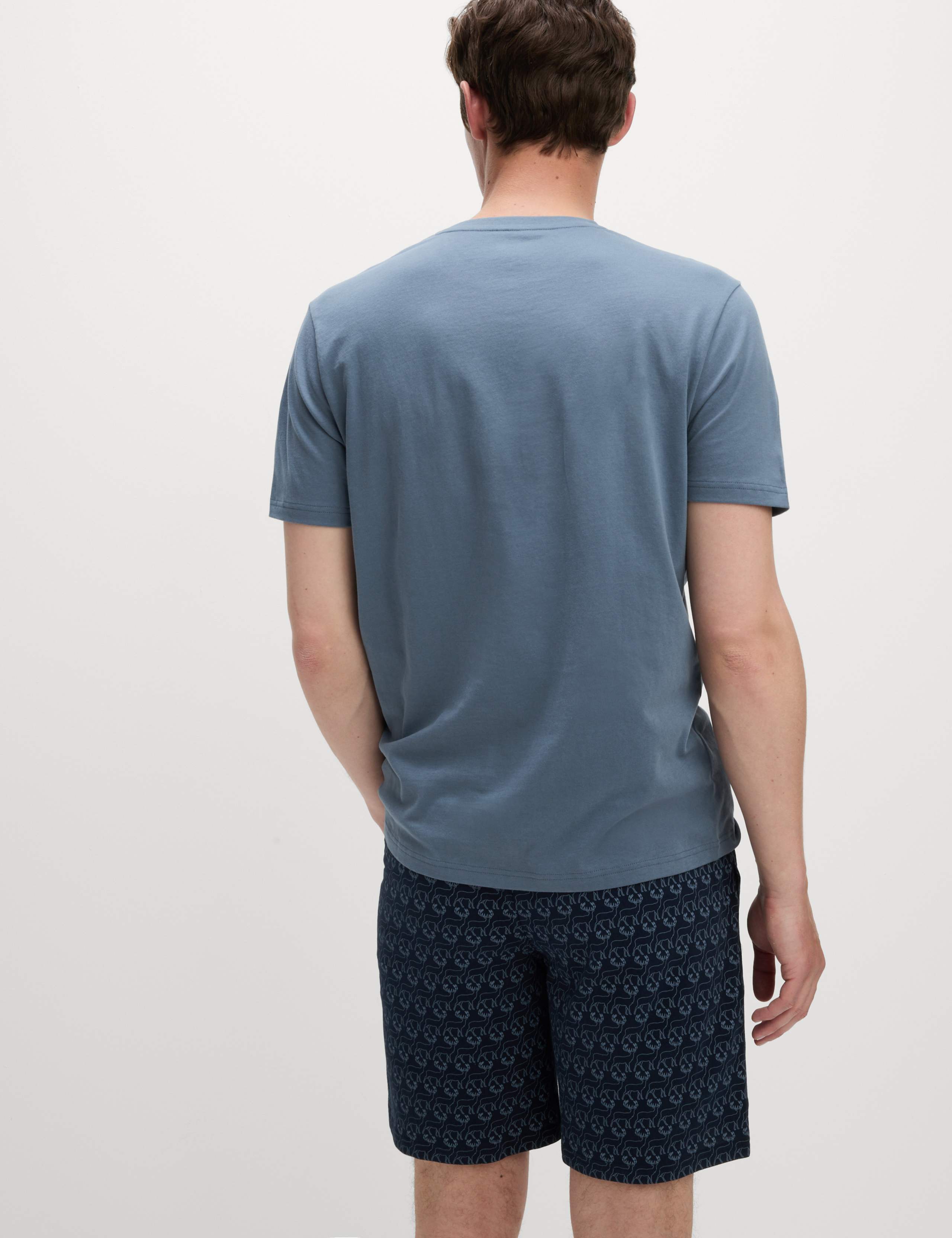 Pure Cotton Stag Print Pyjama Set 5 of 5