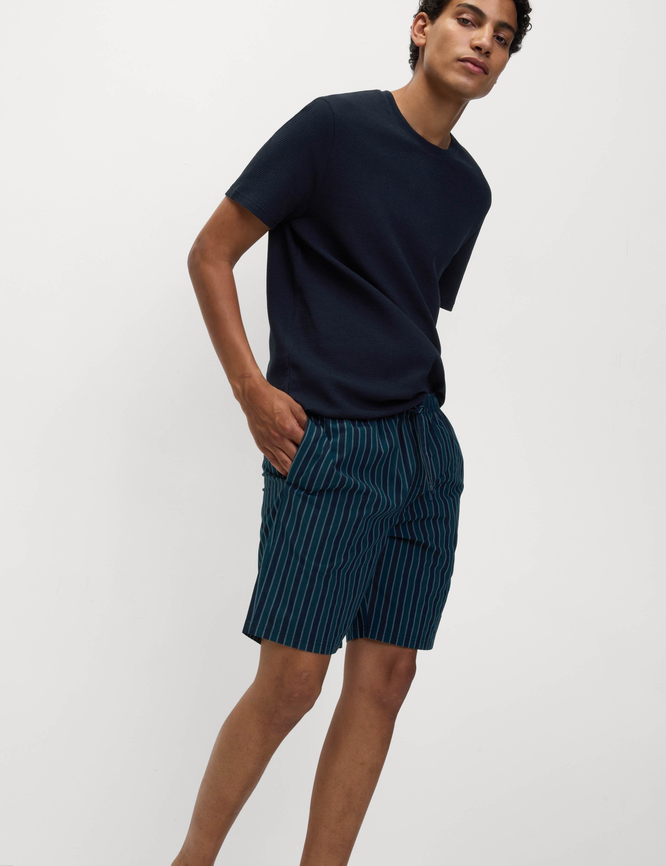 Pure Cotton Waffle Striped Pyjama Set 4 of 7