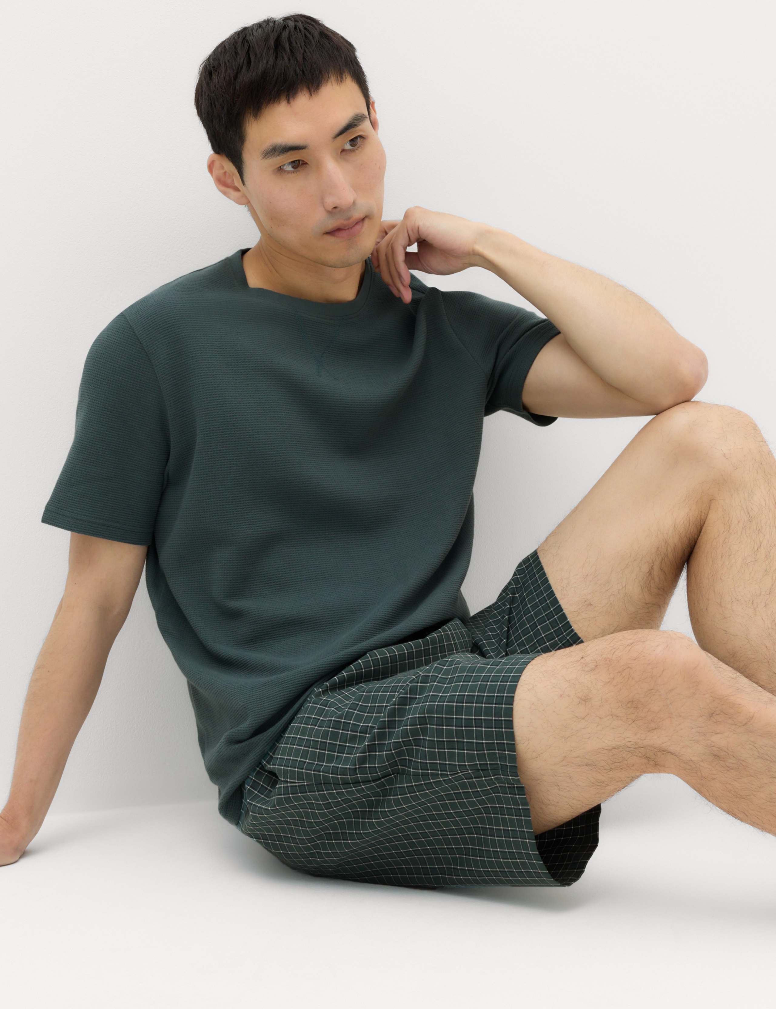 Cotton Rich Waffle Checked Pyjama Set 6 of 6