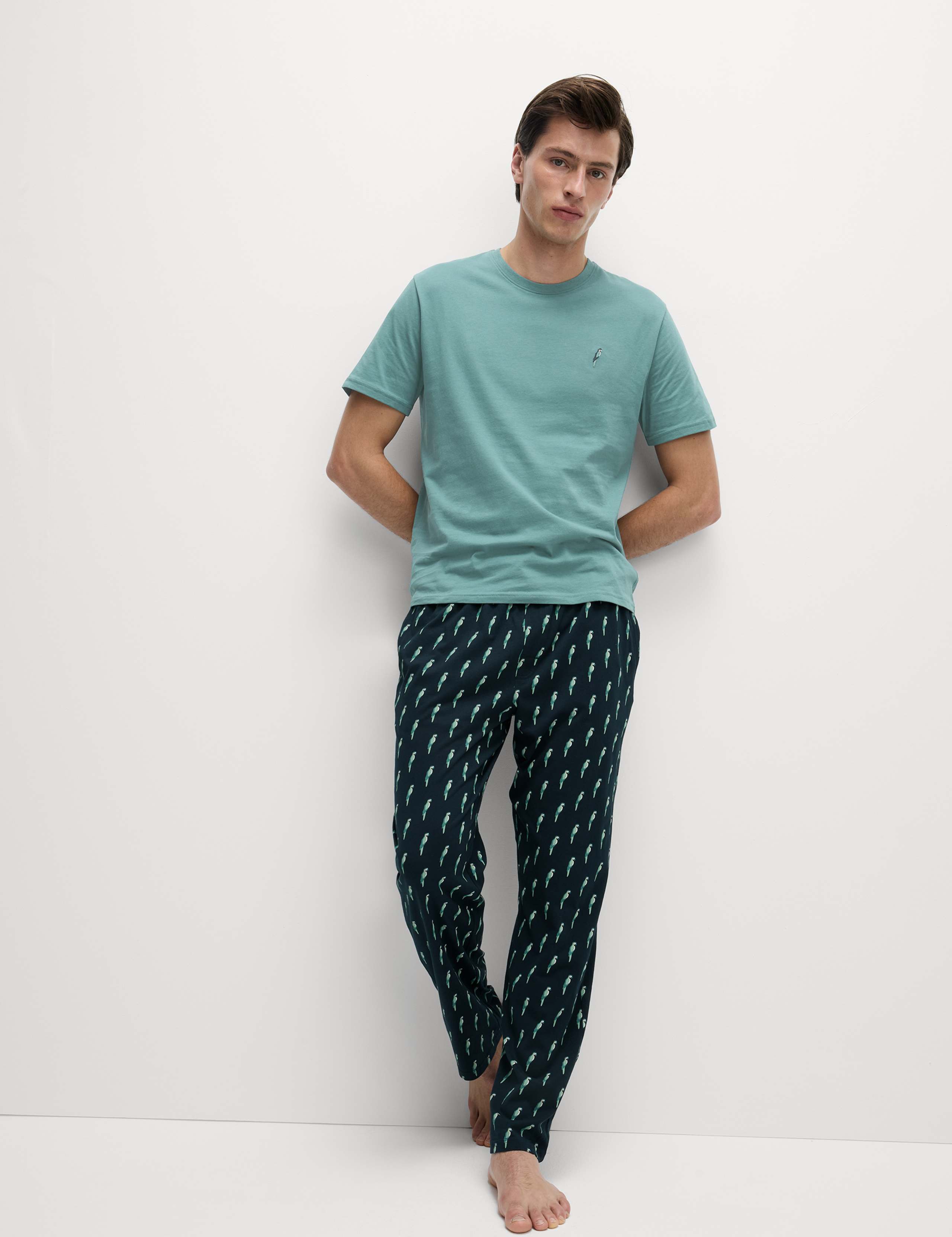 Pure Cotton Parrot Print Pyjama Set 5 of 8