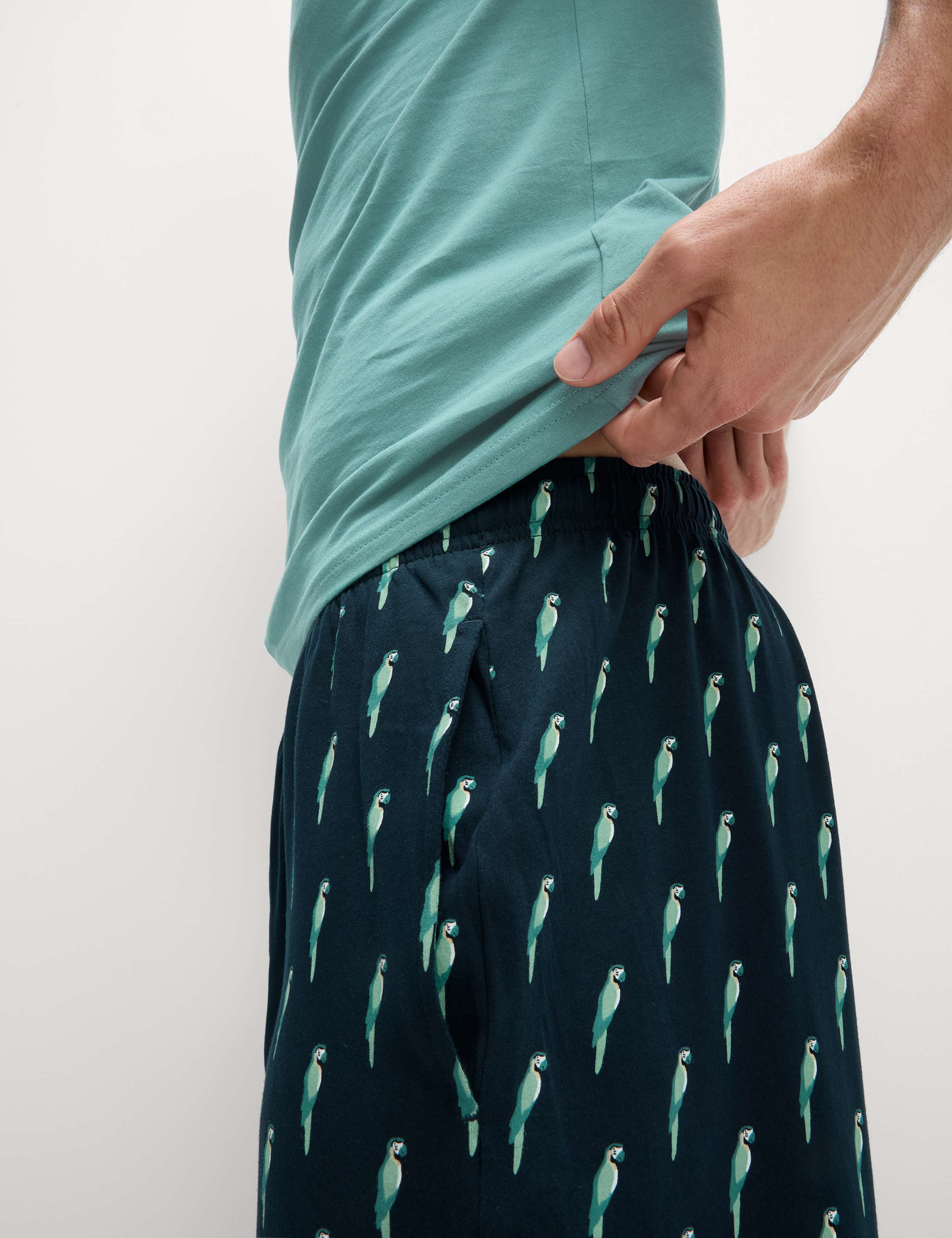 Pure Cotton Parrot Print Pyjama Set 6 of 8