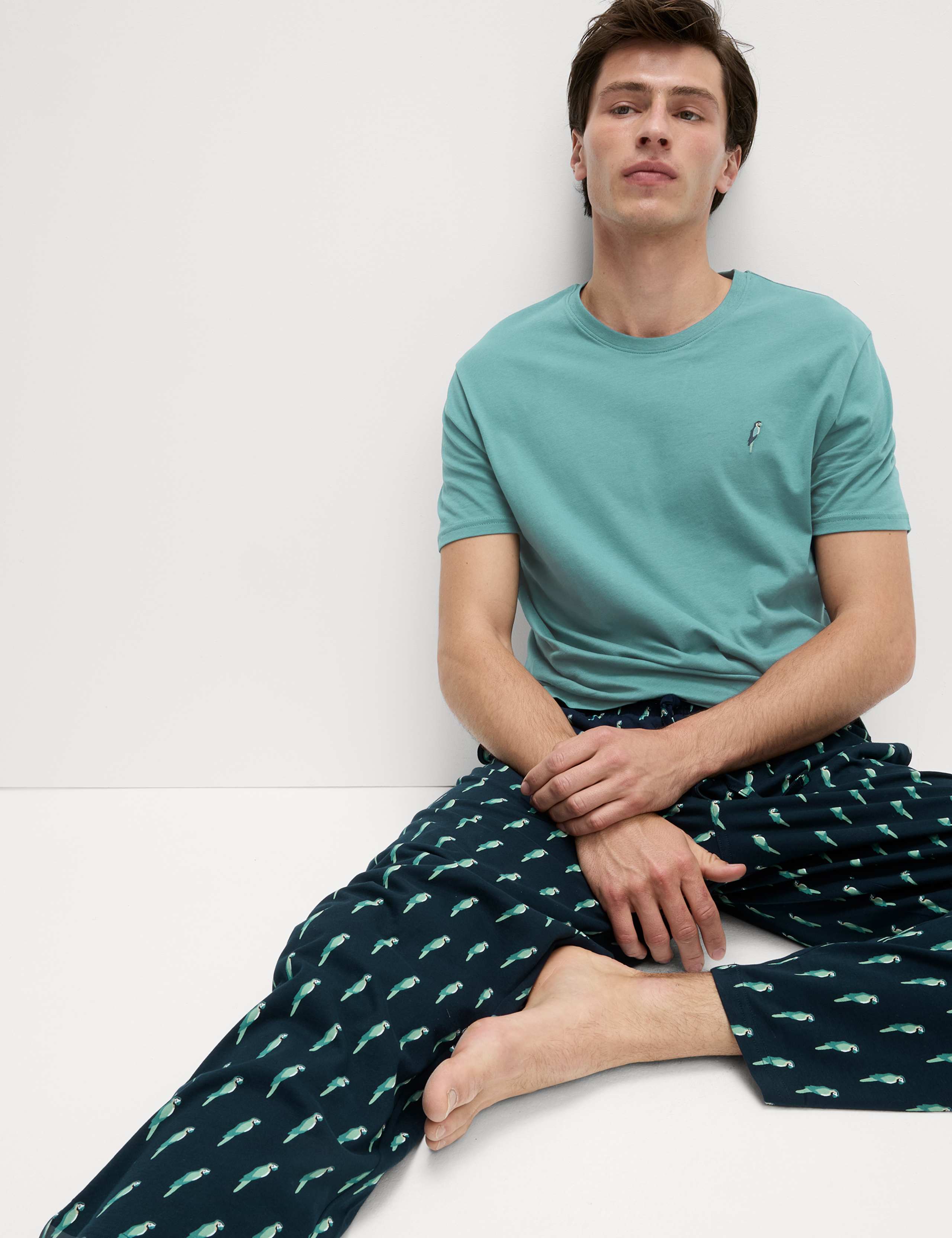 Pure Cotton Parrot Print Pyjama Set 7 of 8