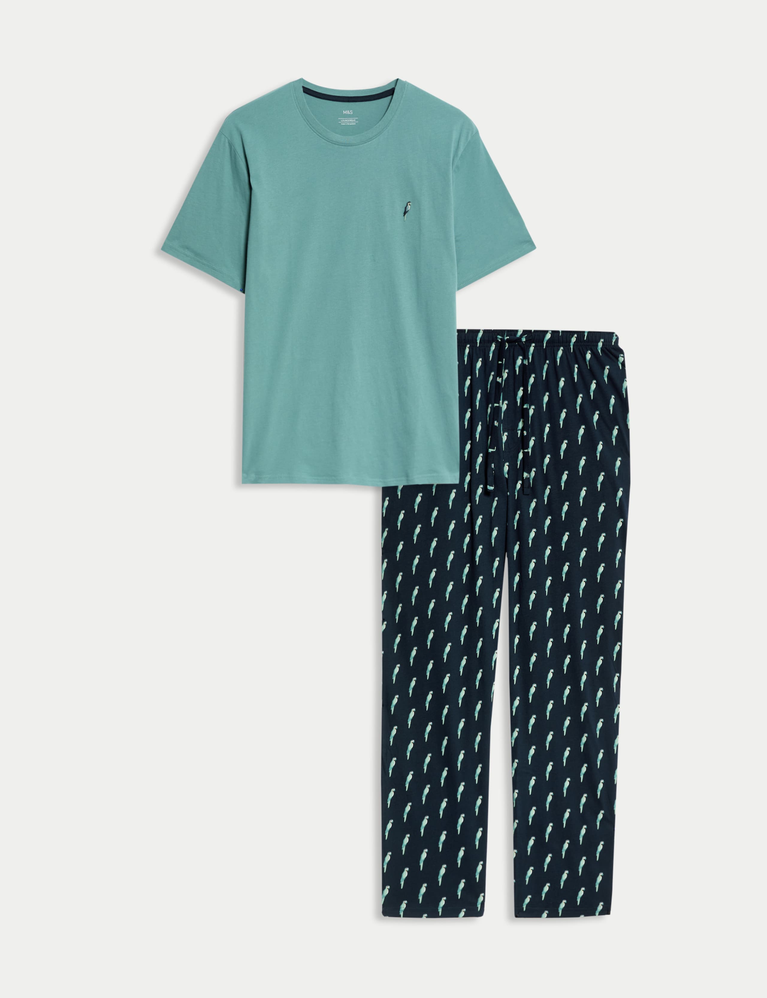 Pure Cotton Parrot Print Pyjama Set 2 of 8