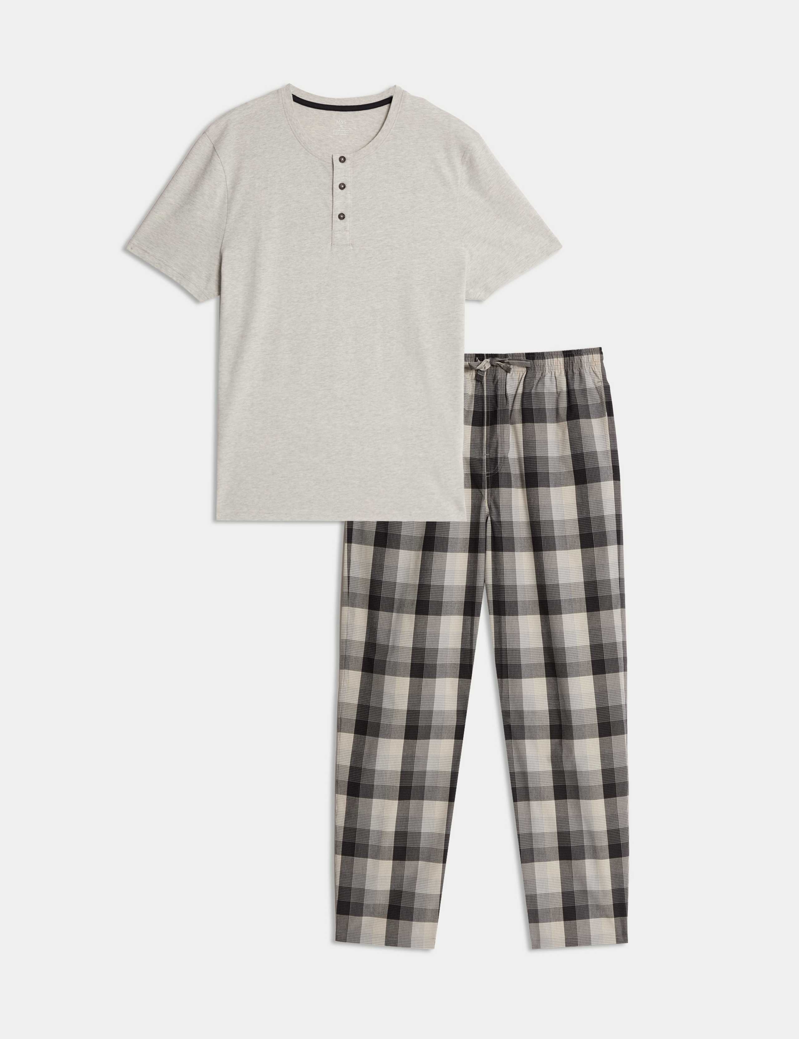 Pure Cotton Checked Pyjama Set 2 of 7
