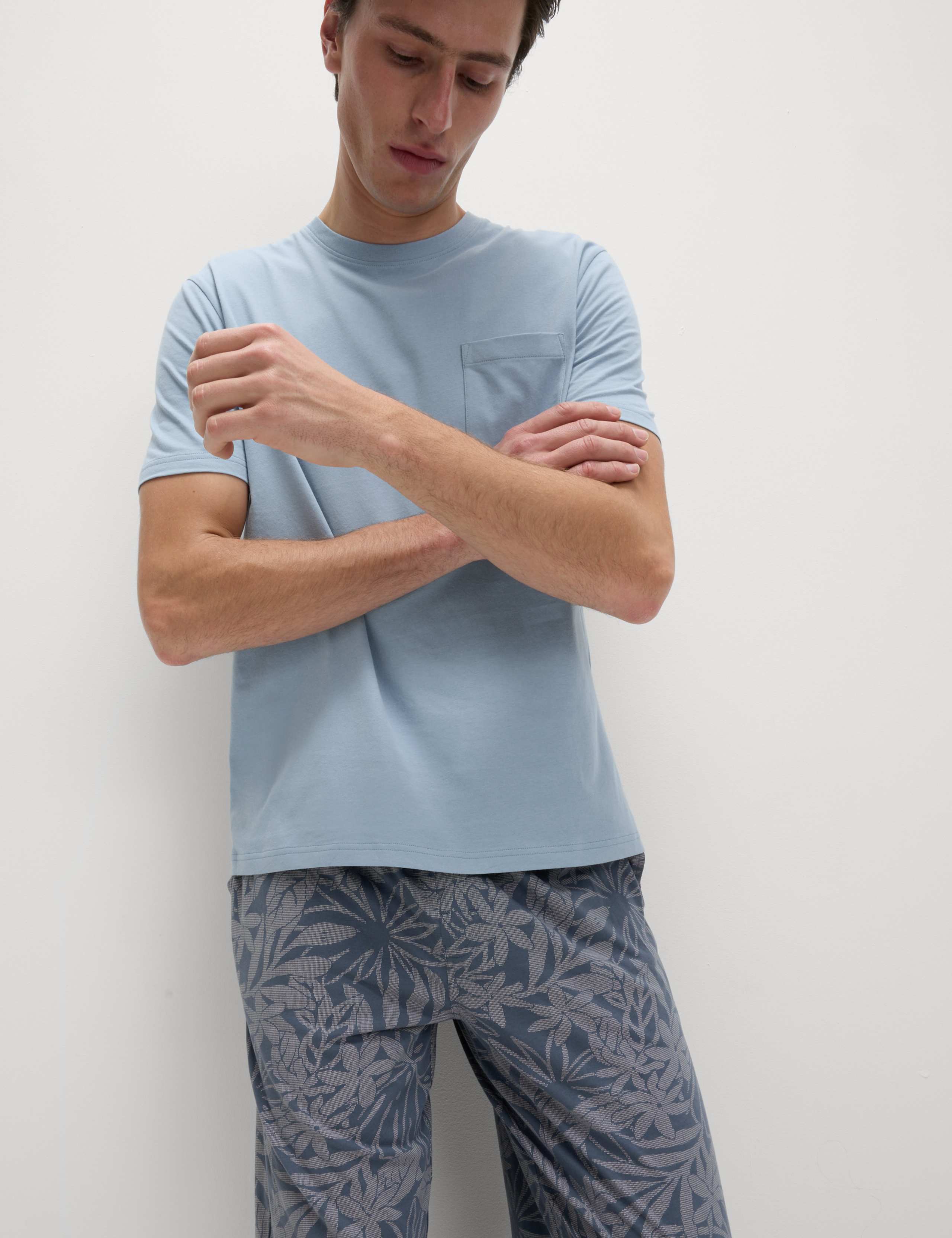 Pure Cotton Palm Print Pyjama Set 3 of 7