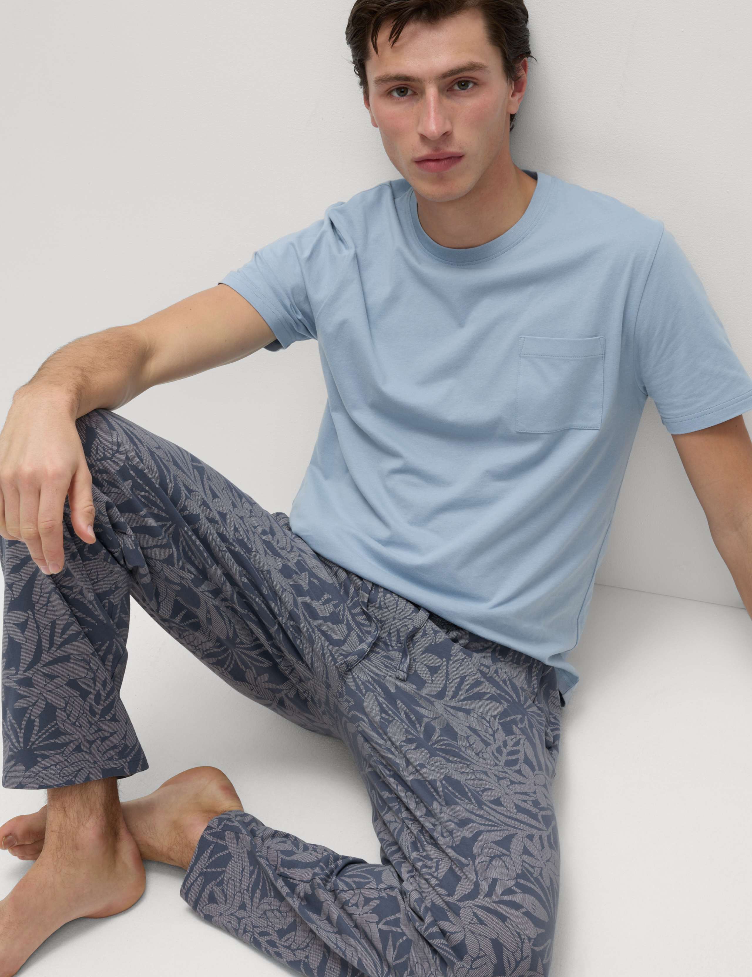 Pure Cotton Palm Print Pyjama Set 5 of 7