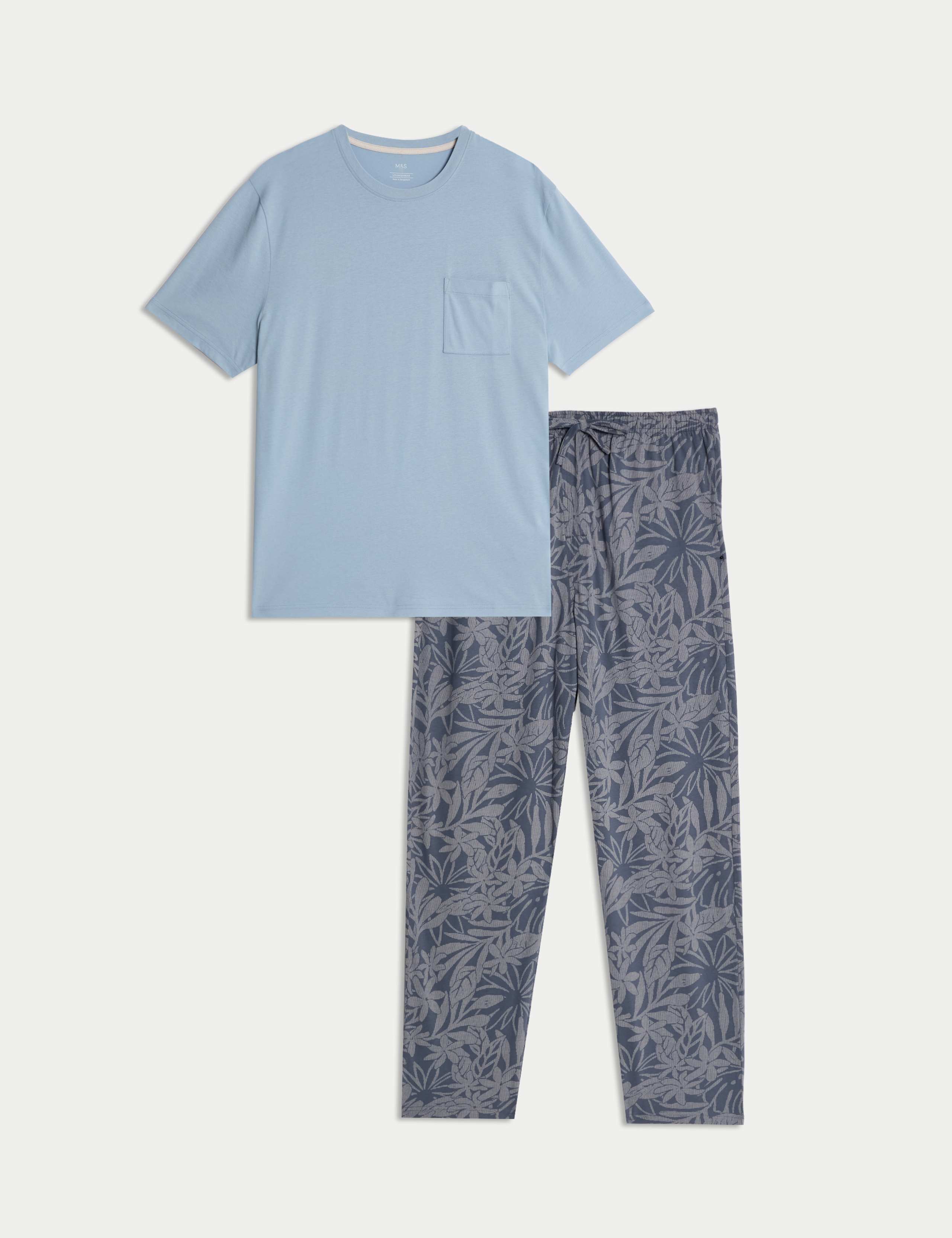 Pure Cotton Palm Print Pyjama Set 2 of 7
