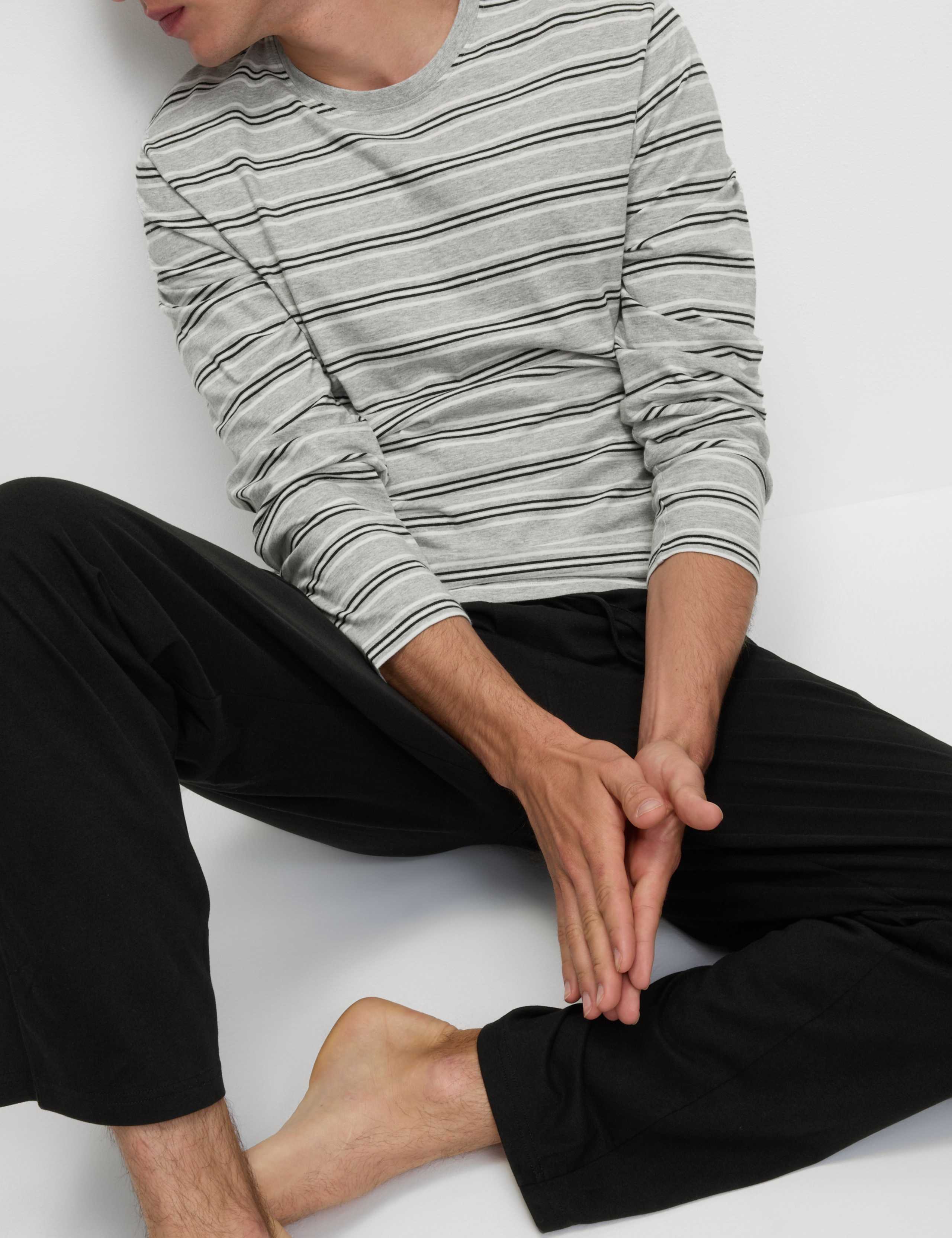 Pure Cotton Striped Pyjama Set 3 of 7