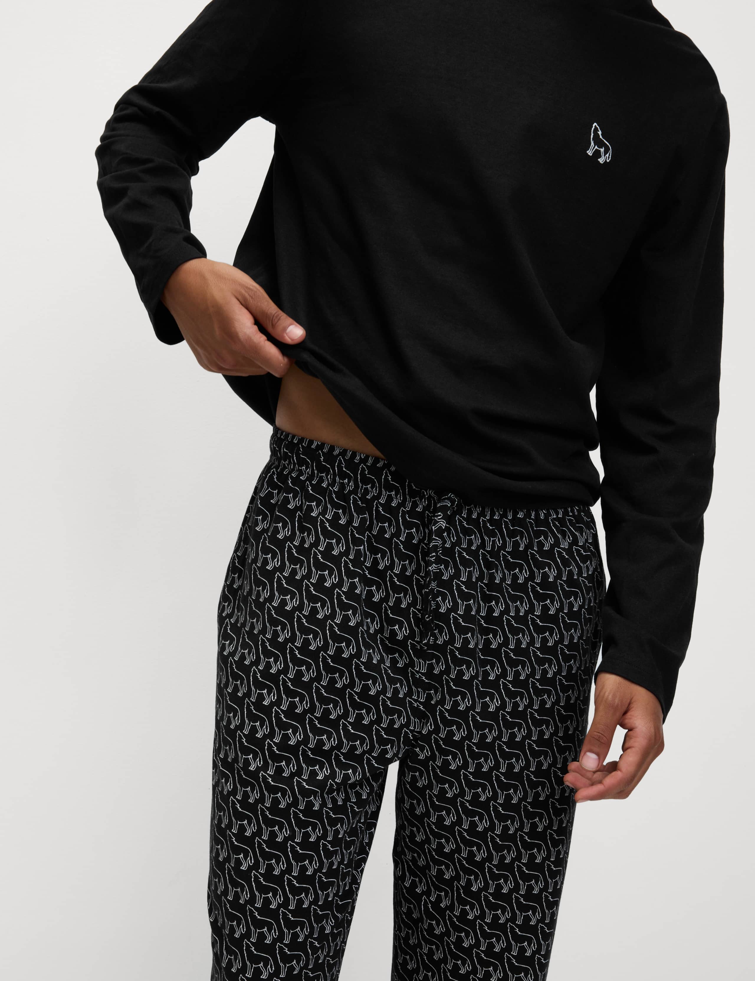 Pure Cotton Wolf Print Pyjama Set 3 of 6