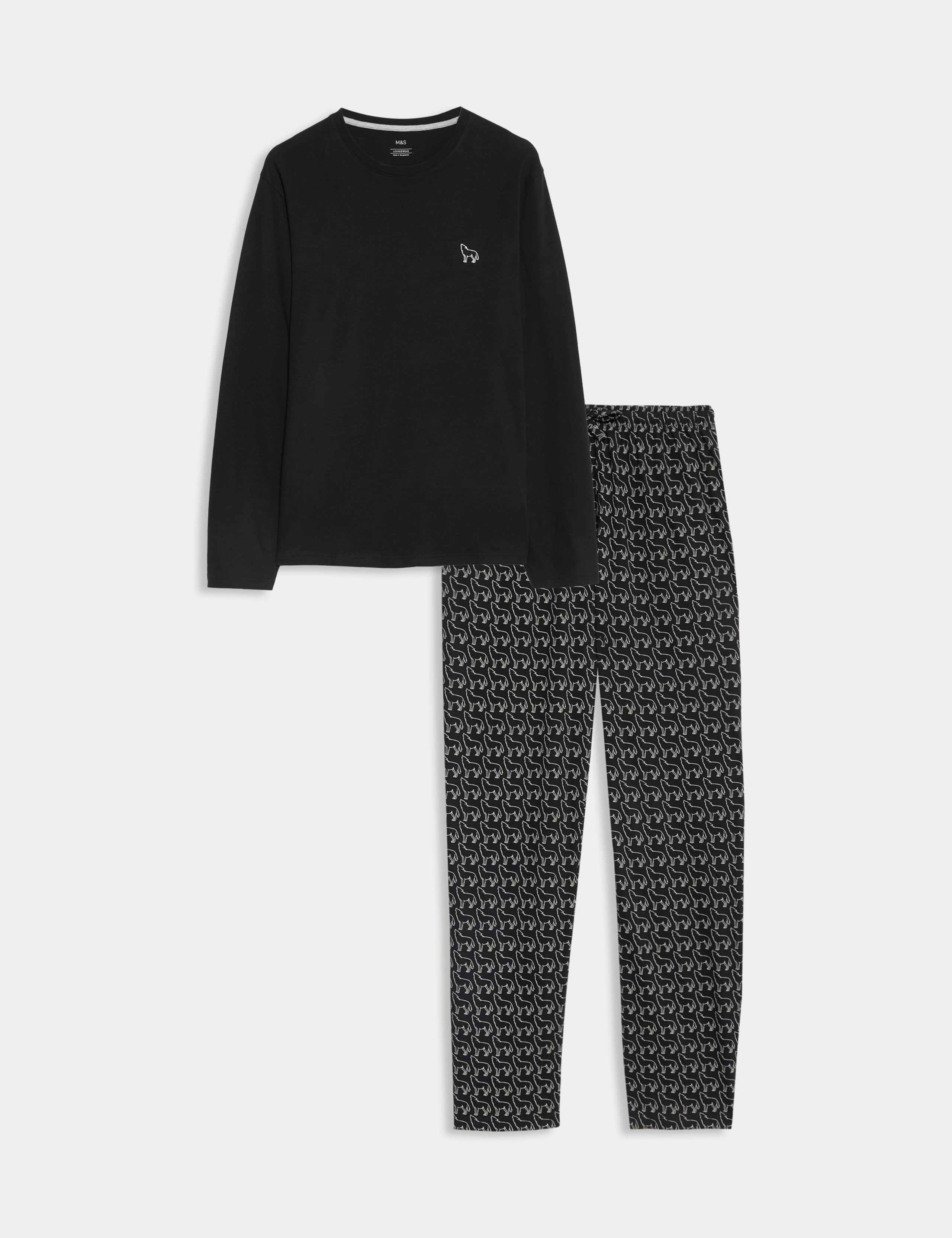 Pure Cotton Wolf Print Pyjama Set 2 of 6