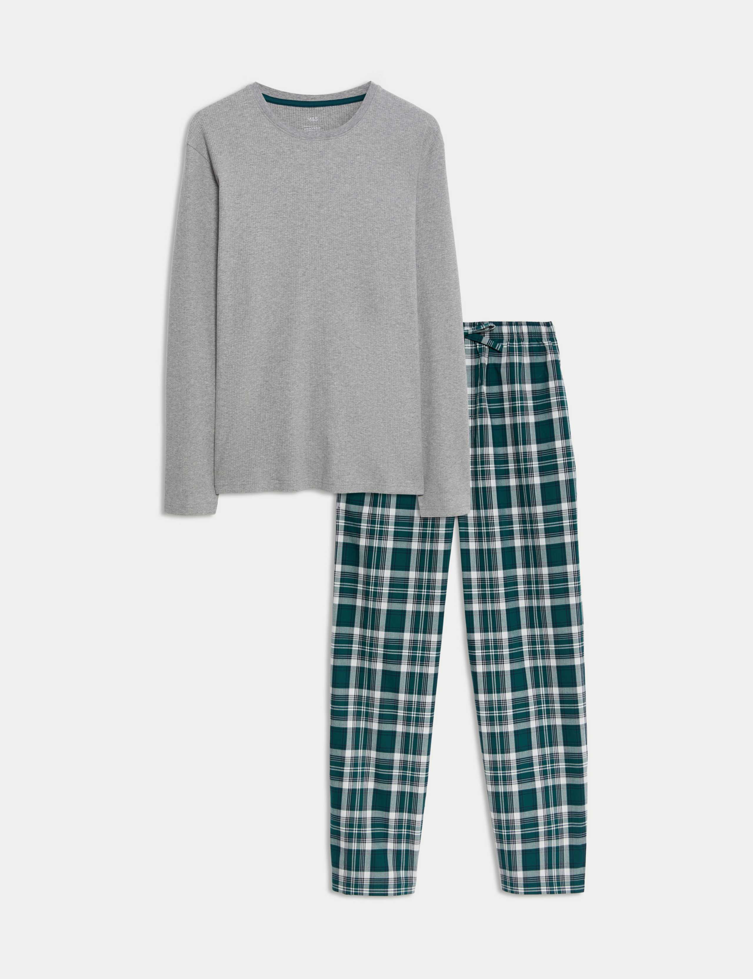 Pure Cotton Checked Pyjama Set 2 of 8
