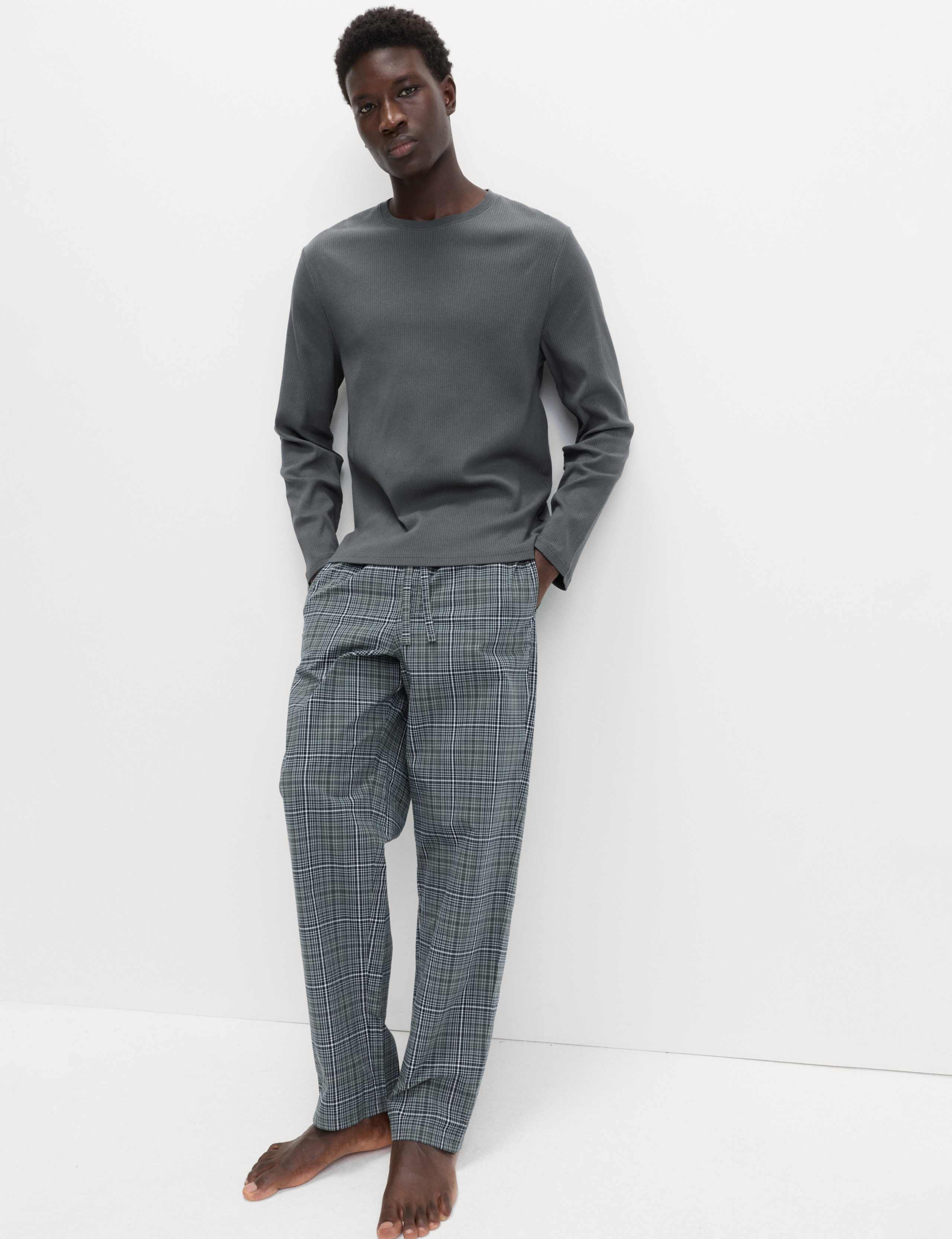 Pure Cotton Ombre Checked Pyjama Set 5 of 6