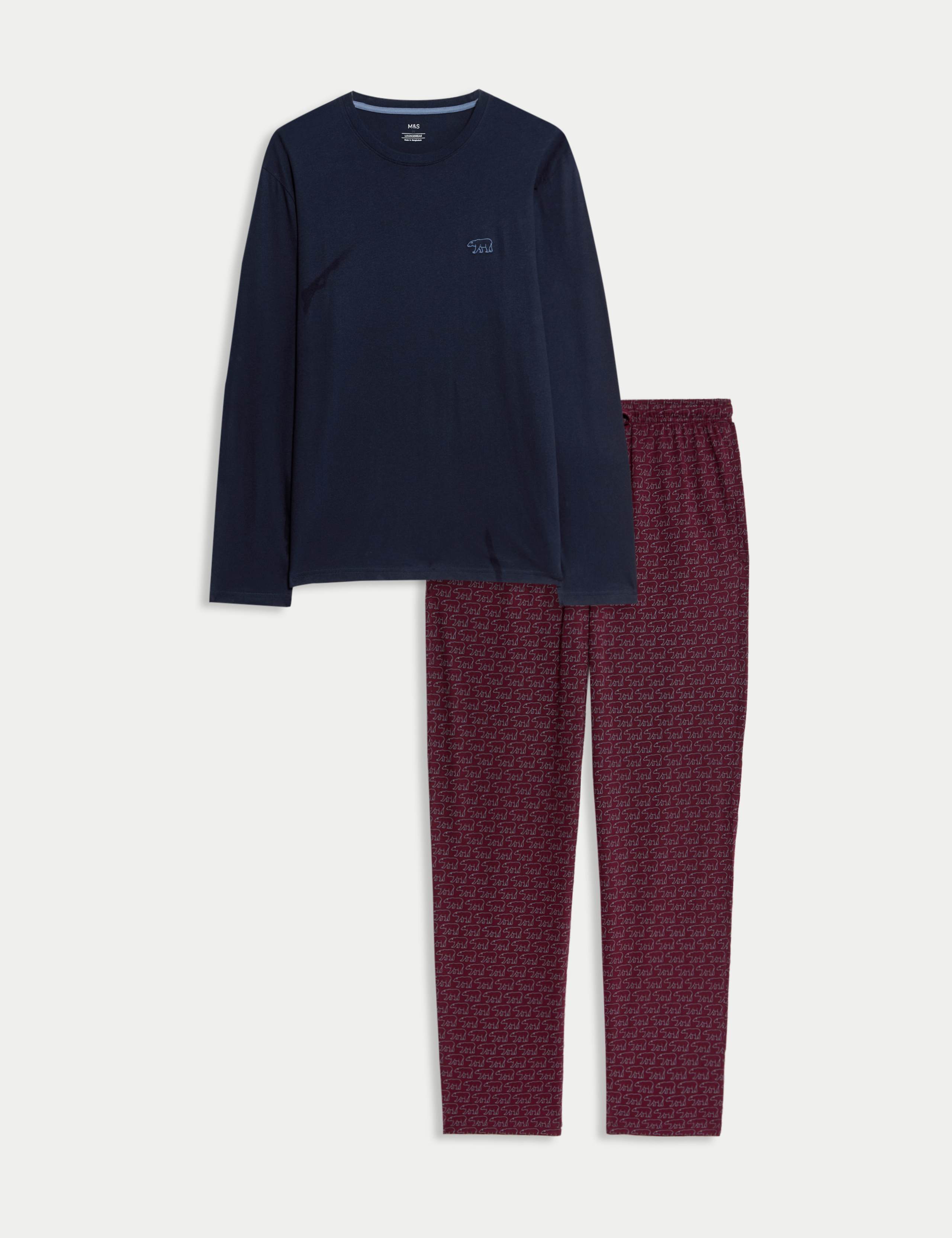 Pure Cotton Bear Print Pyjama Set 2 of 8