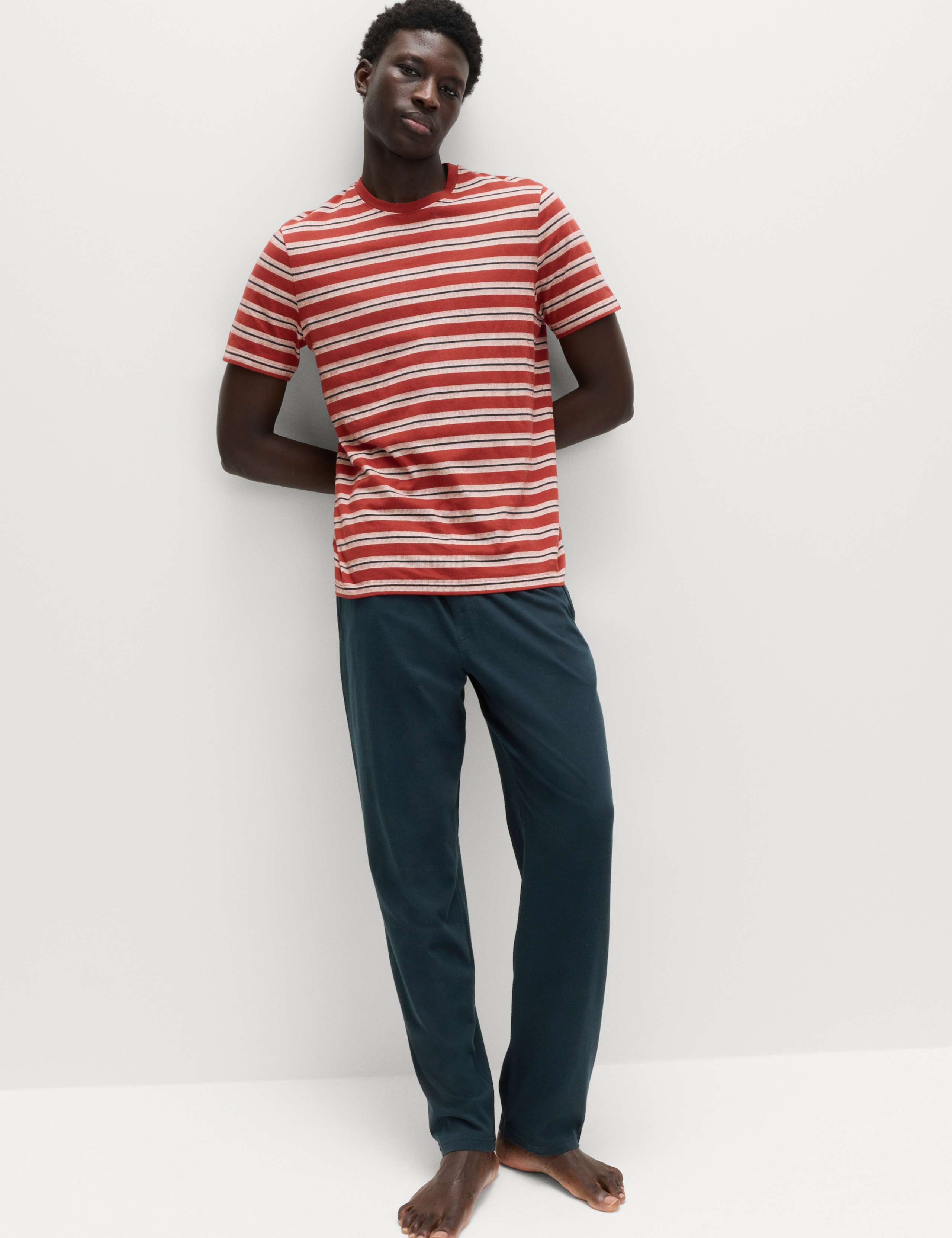 Pure Cotton Textured Stripe Pyjama Set 3 of 6