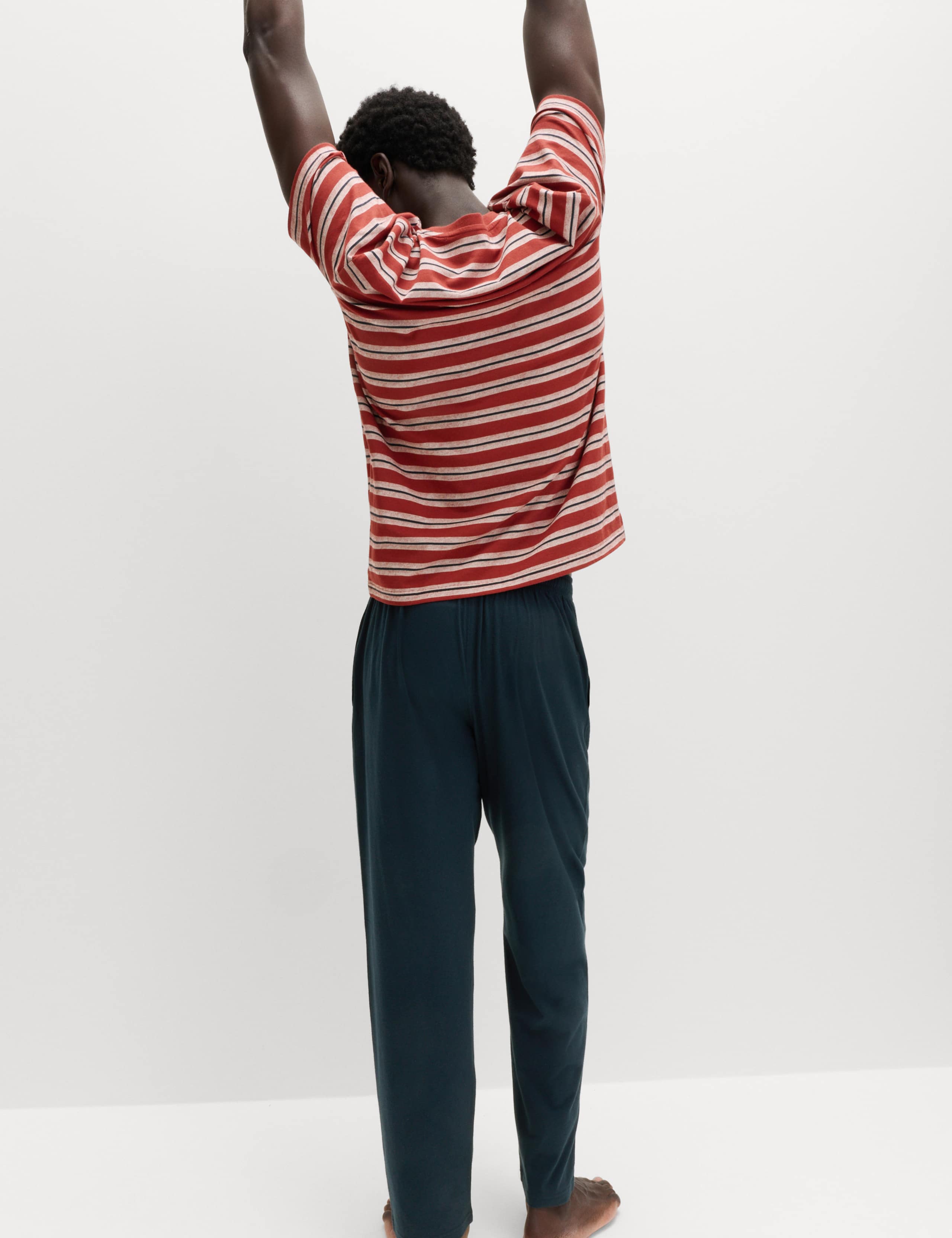 Pure Cotton Textured Stripe Pyjama Set 4 of 6