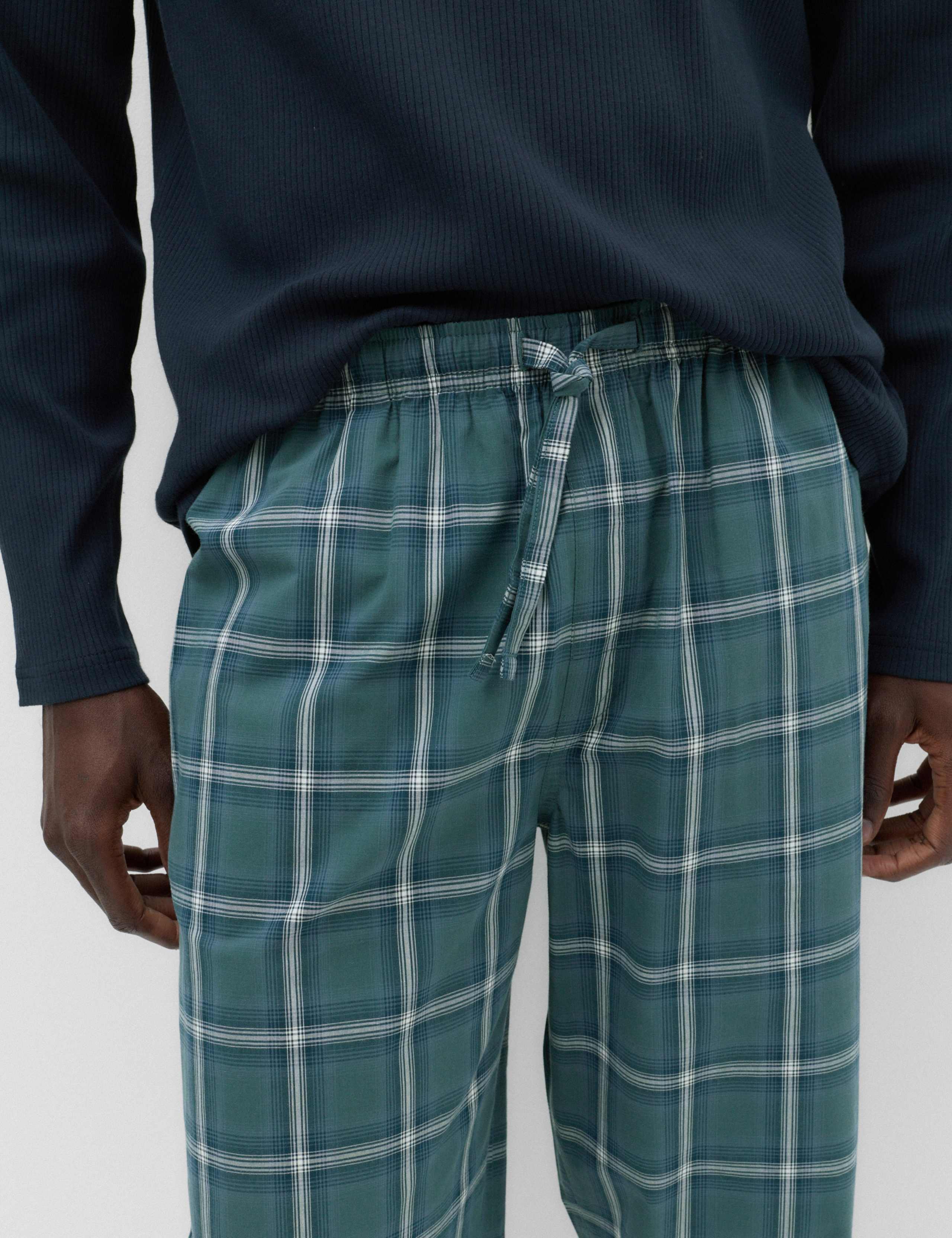 Pure Cotton Checked Pyjama Set 3 of 4