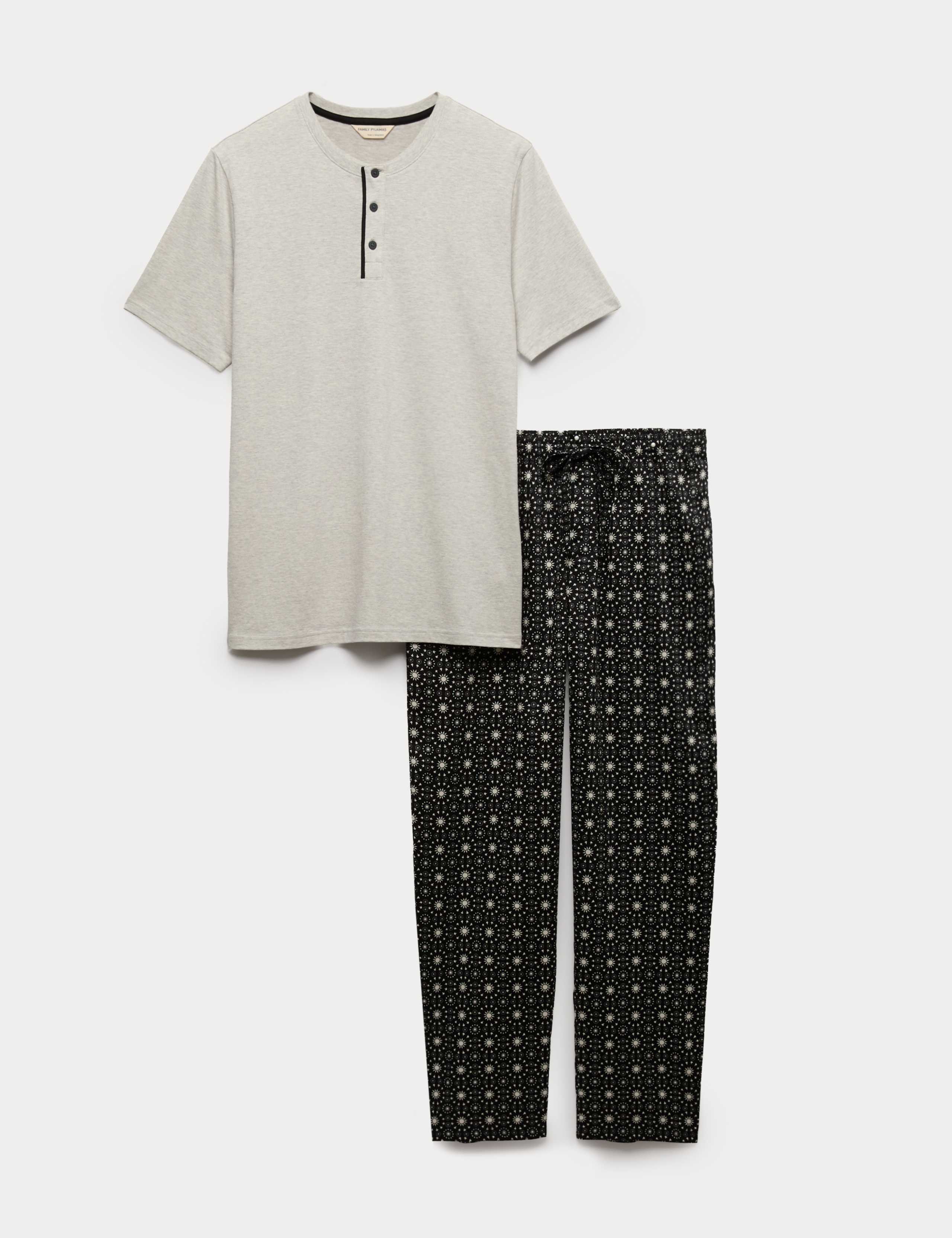 Pure Cotton Eid Printed Henley Pyjama Set 2 of 6