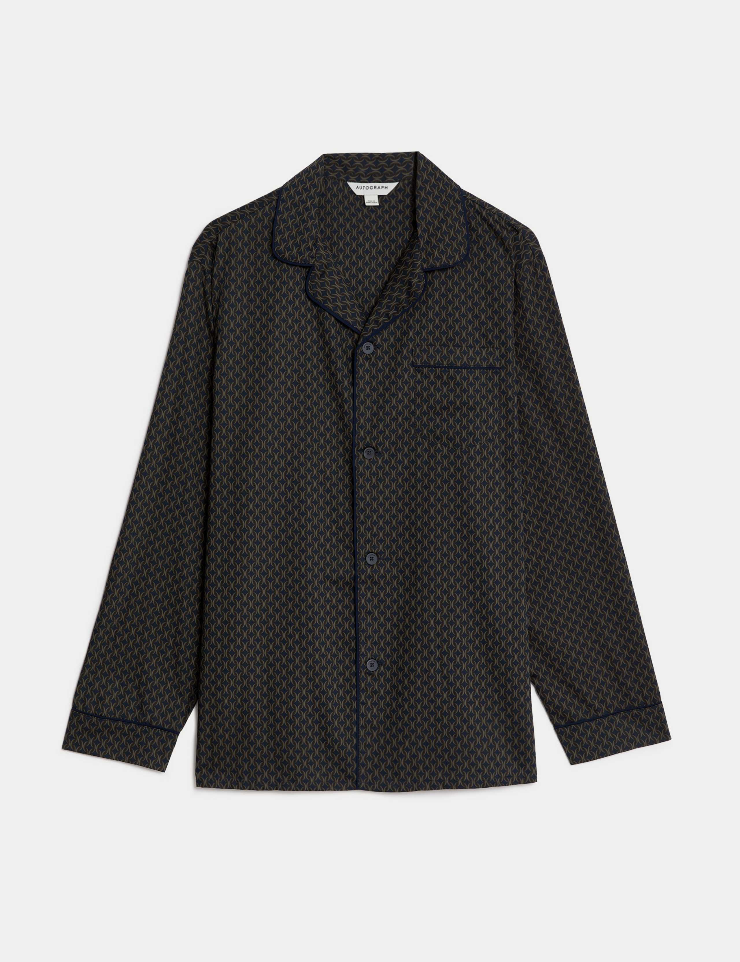 Cotton Rich Geometric Pyjama Top 1 of 1