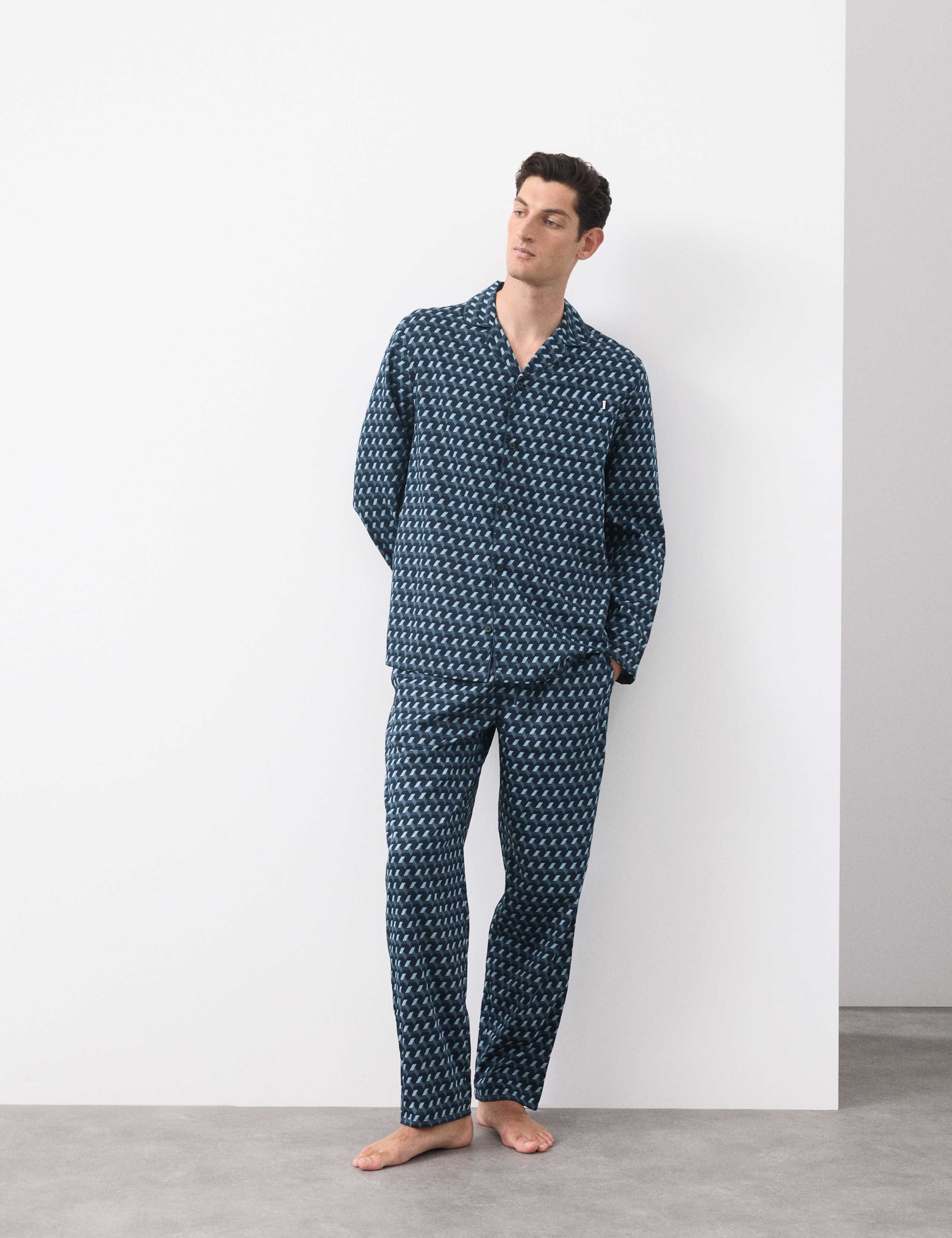 Cotton Rich Geometric Print Pyjama Top 4 of 6