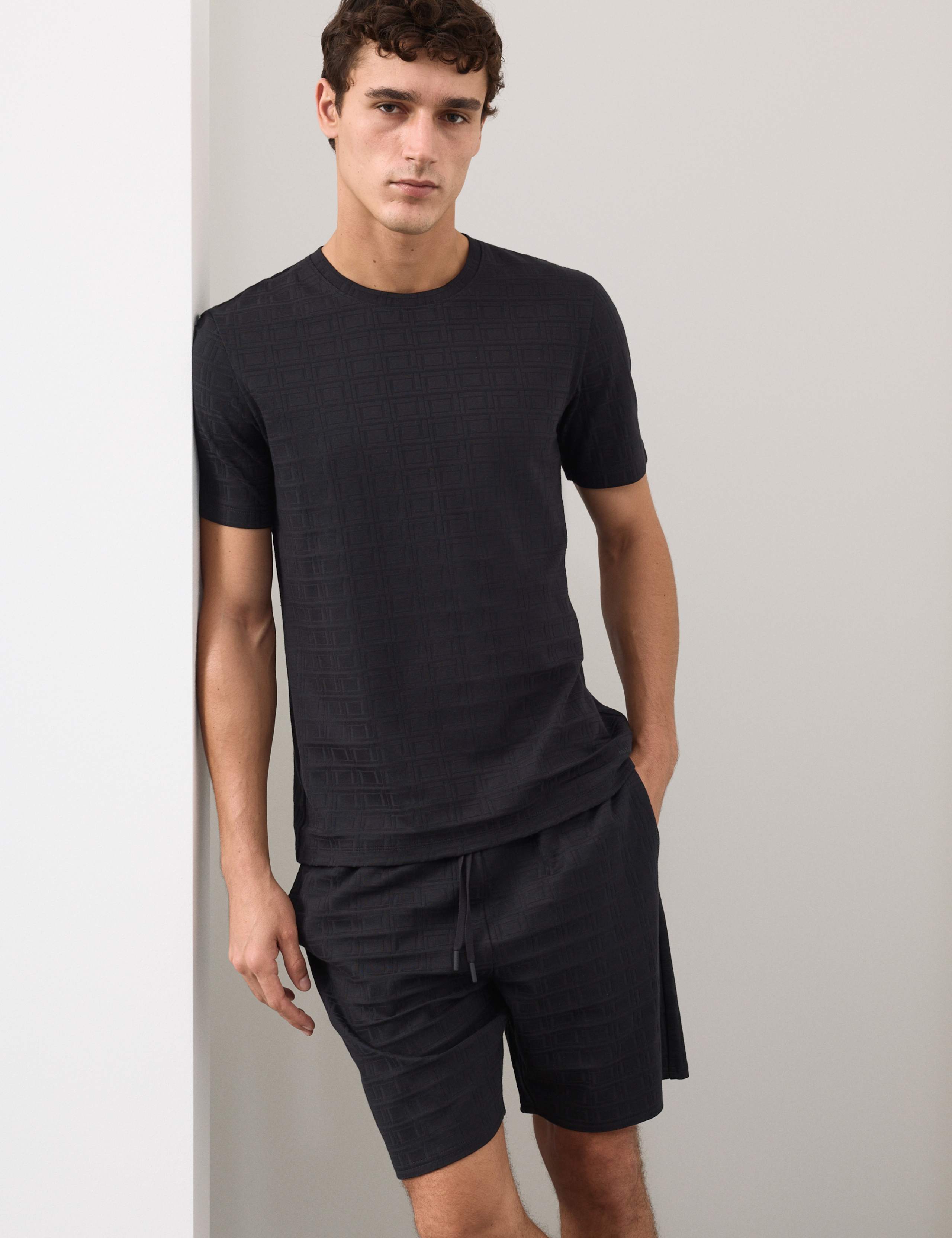 Supima® Cotton Rich Jacquard Pyjama Shorts 1 of 3