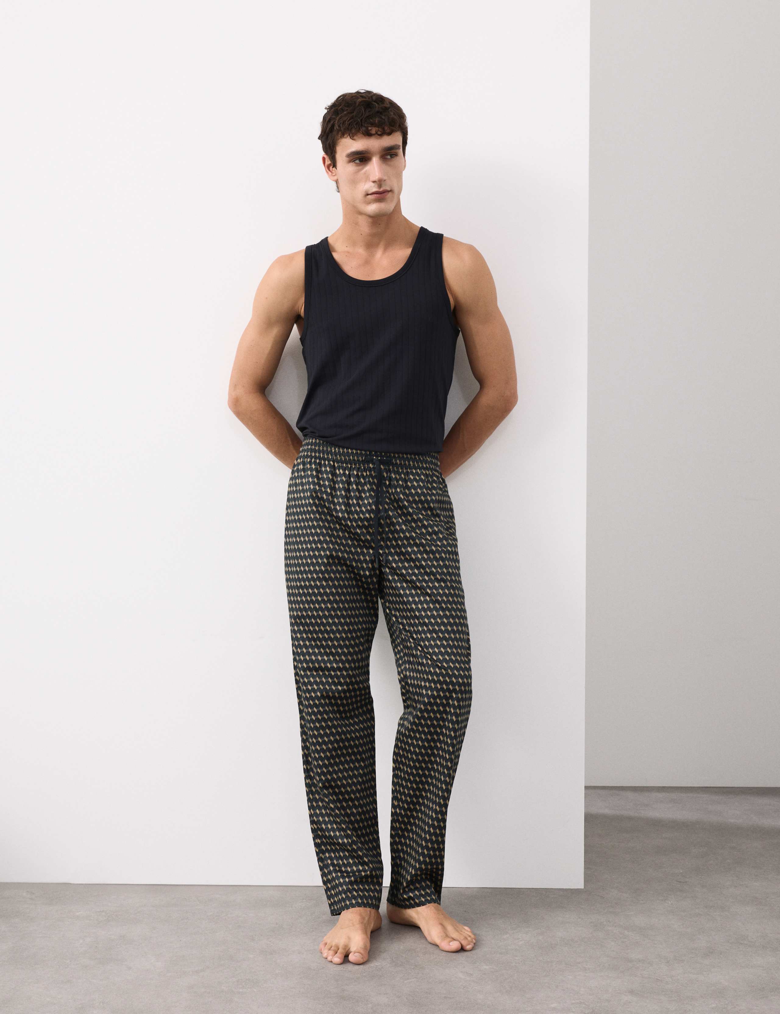 Cotton Rich Geometric Print Pyjama Bottoms 1 of 6