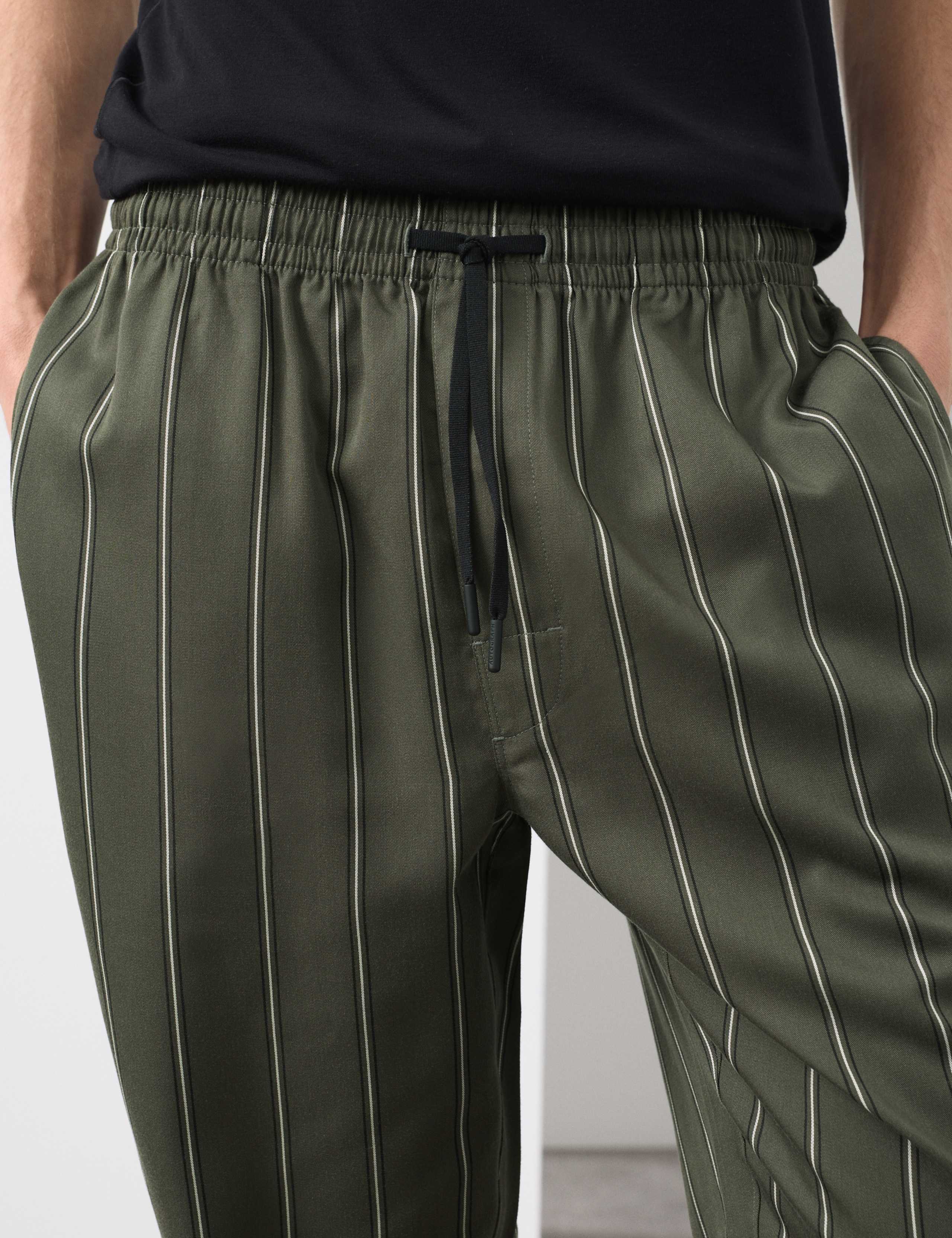 Pure Lyocell Slim Fit Striped Pyjama Bottoms 3 of 5