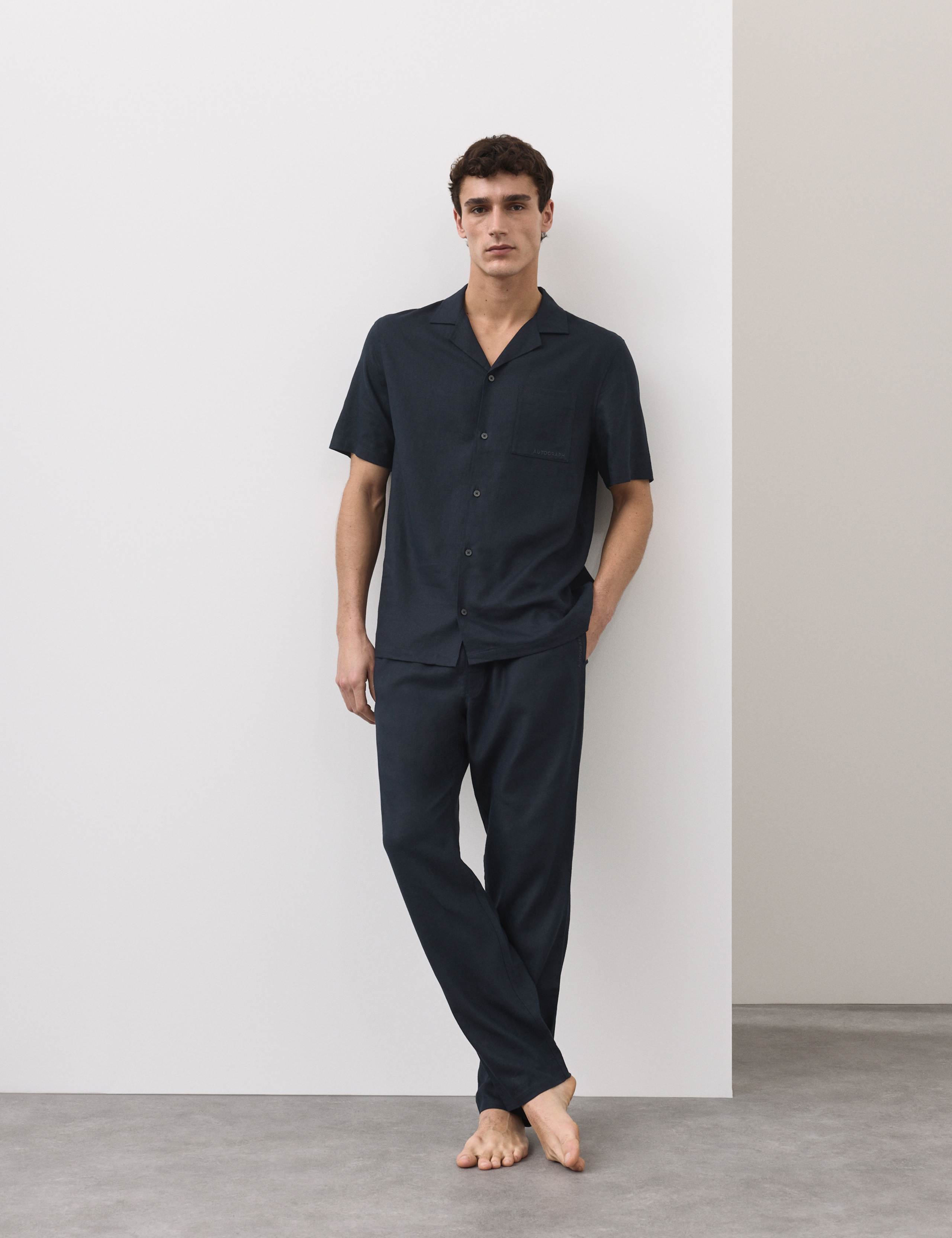 Linen Blend Revere Pyjama Top 3 of 5