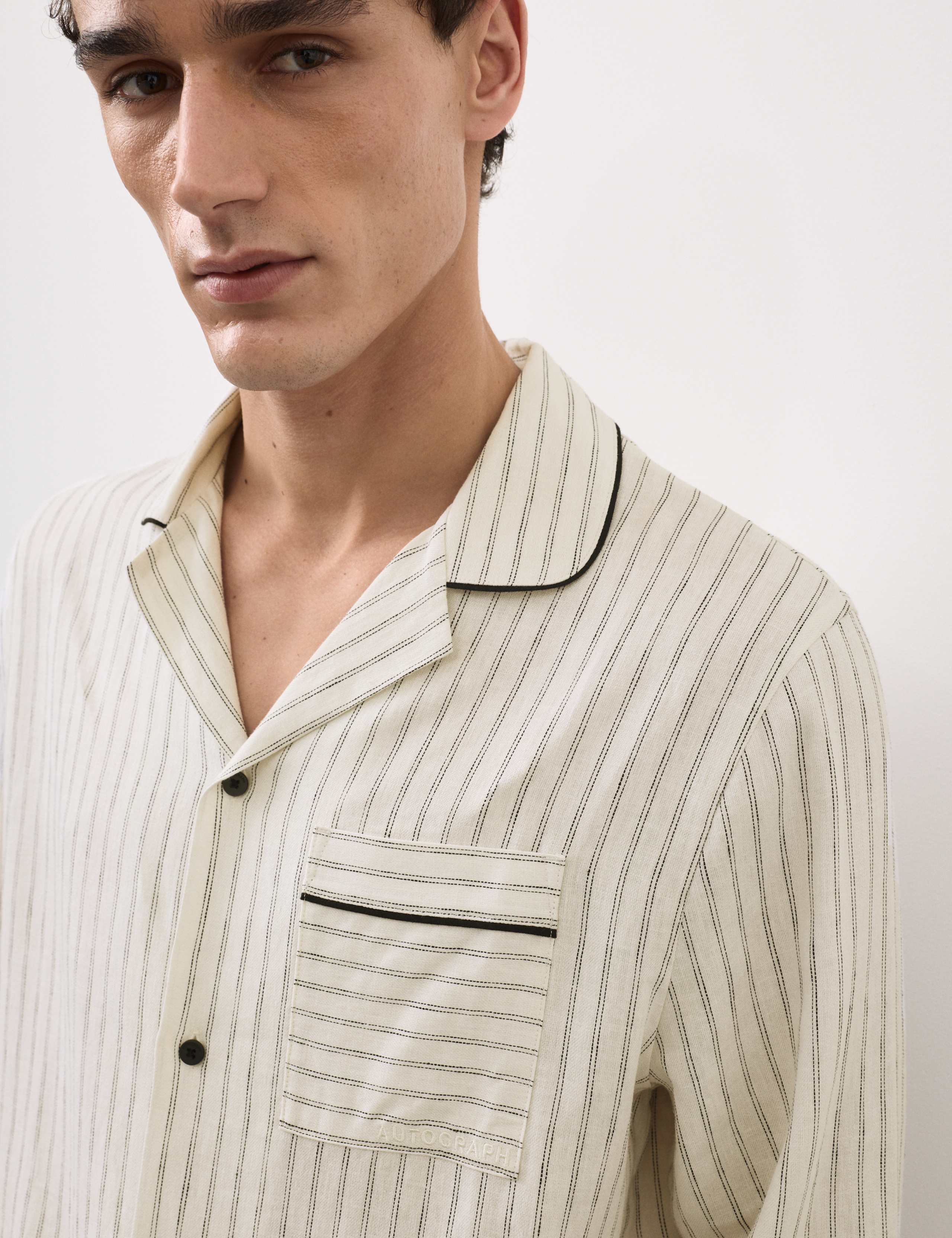 Linen Rich Striped Pyjama Top 4 of 6