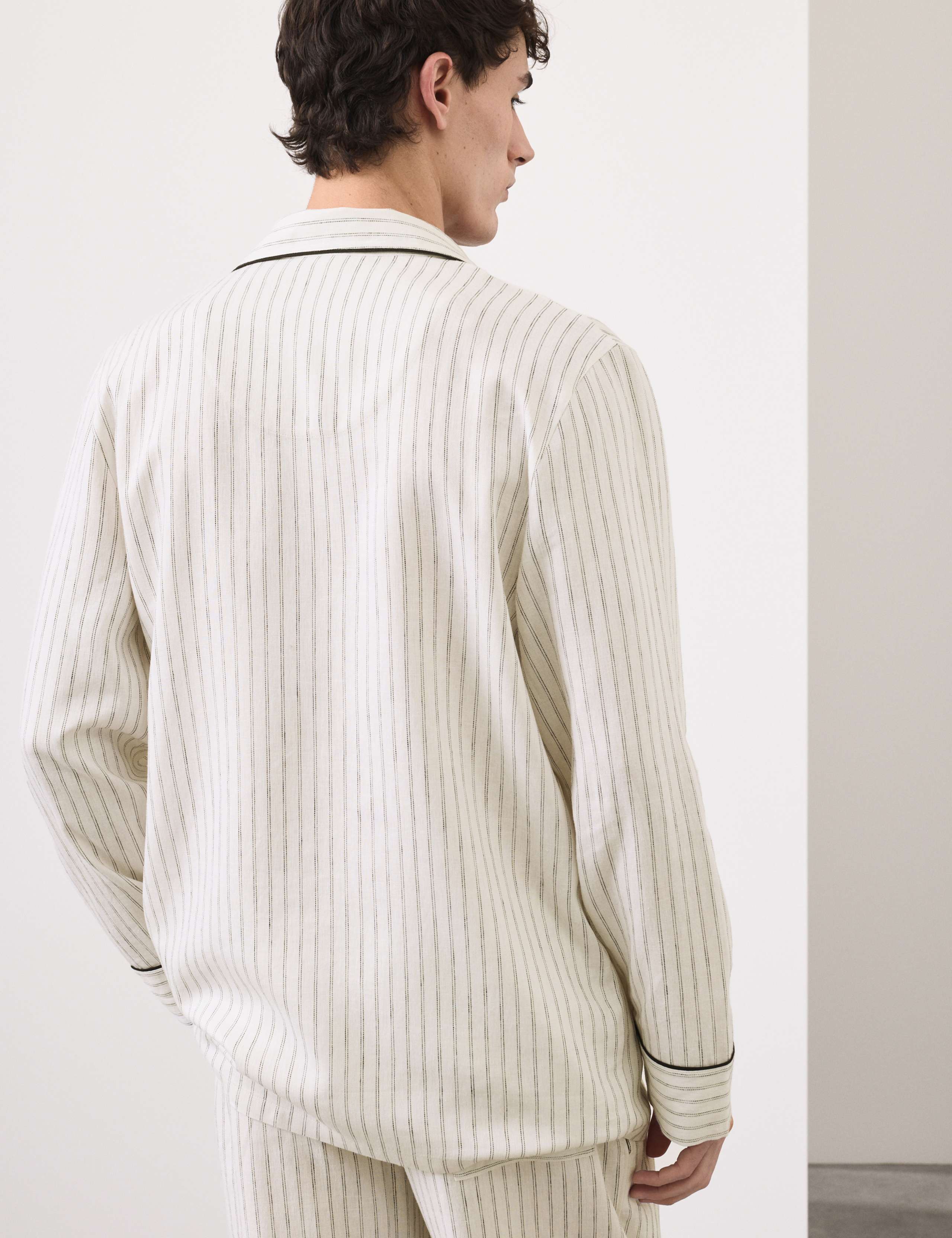 Linen Rich Striped Pyjama Top 5 of 6