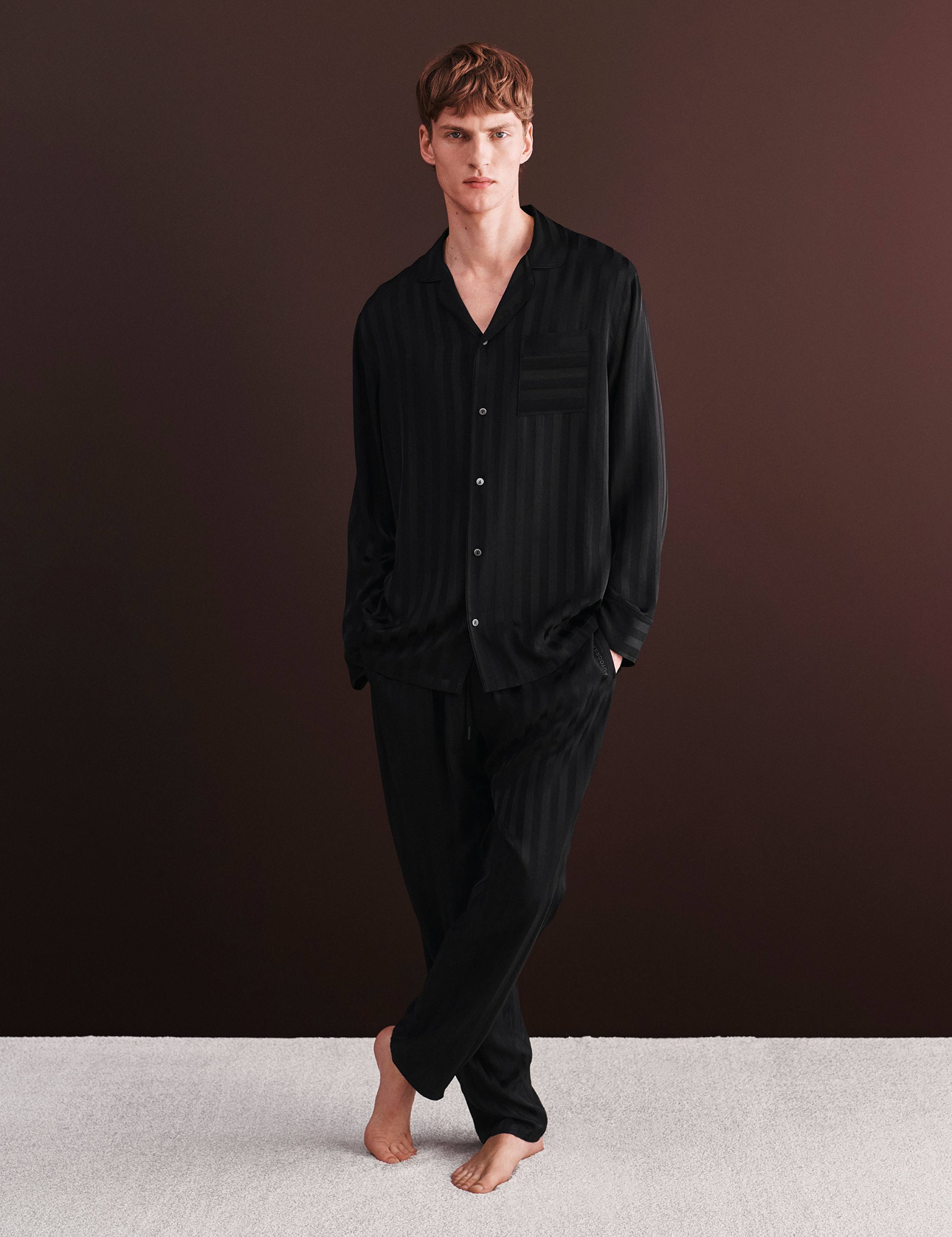 Satin Striped Woven Pyjama Bottoms 1 of 7