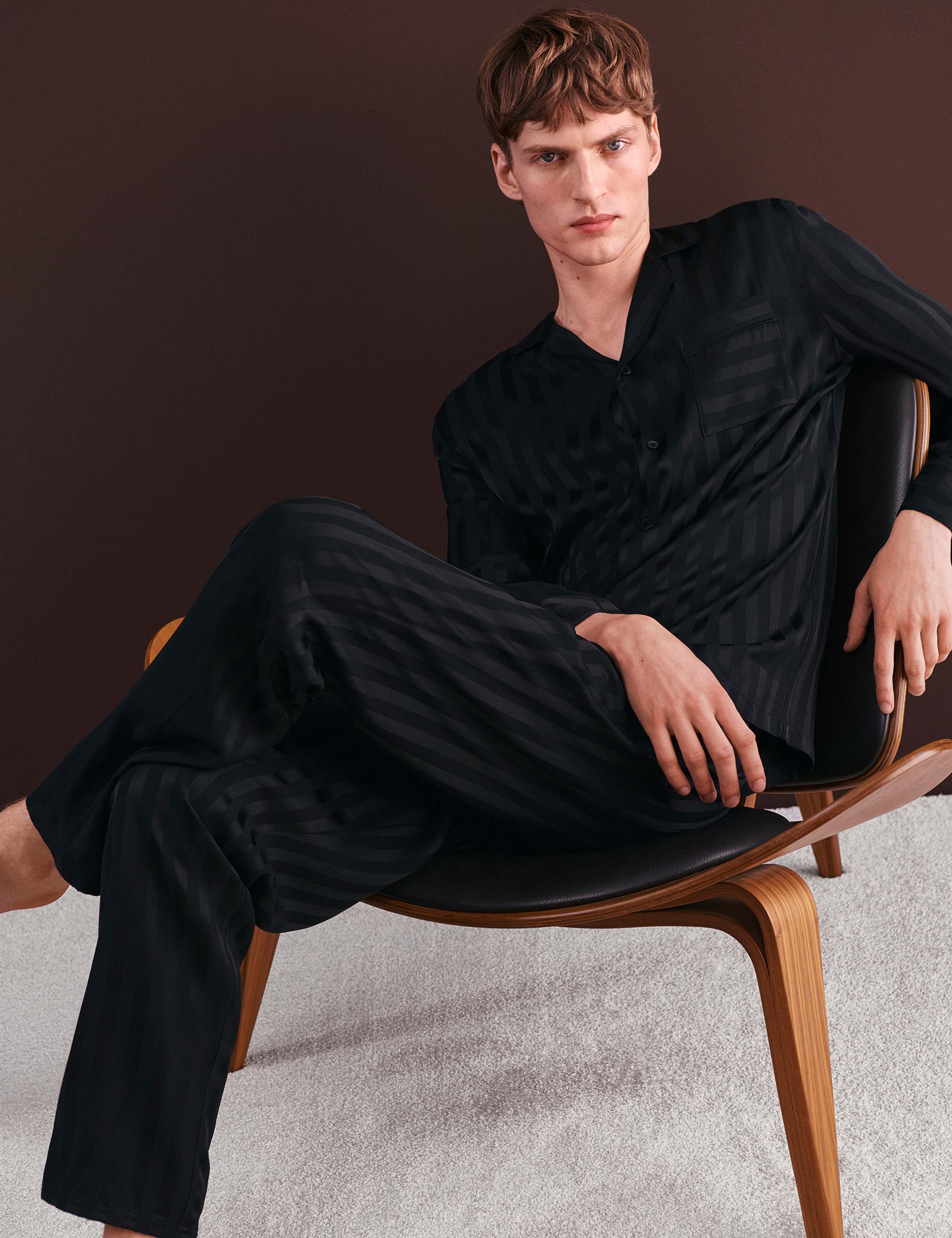Satin Striped Woven Pyjama Top 1 of 8