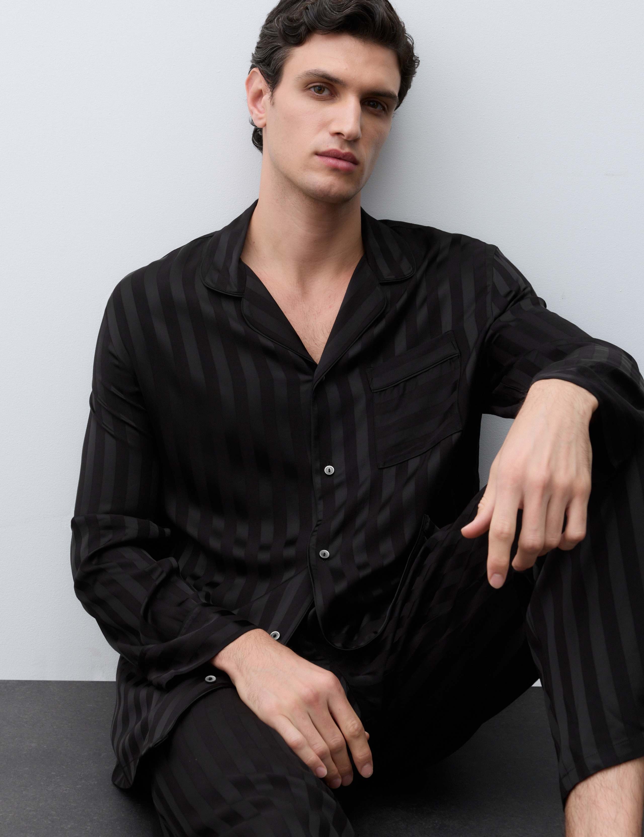 Satin Striped Woven Pyjama Top 4 of 8