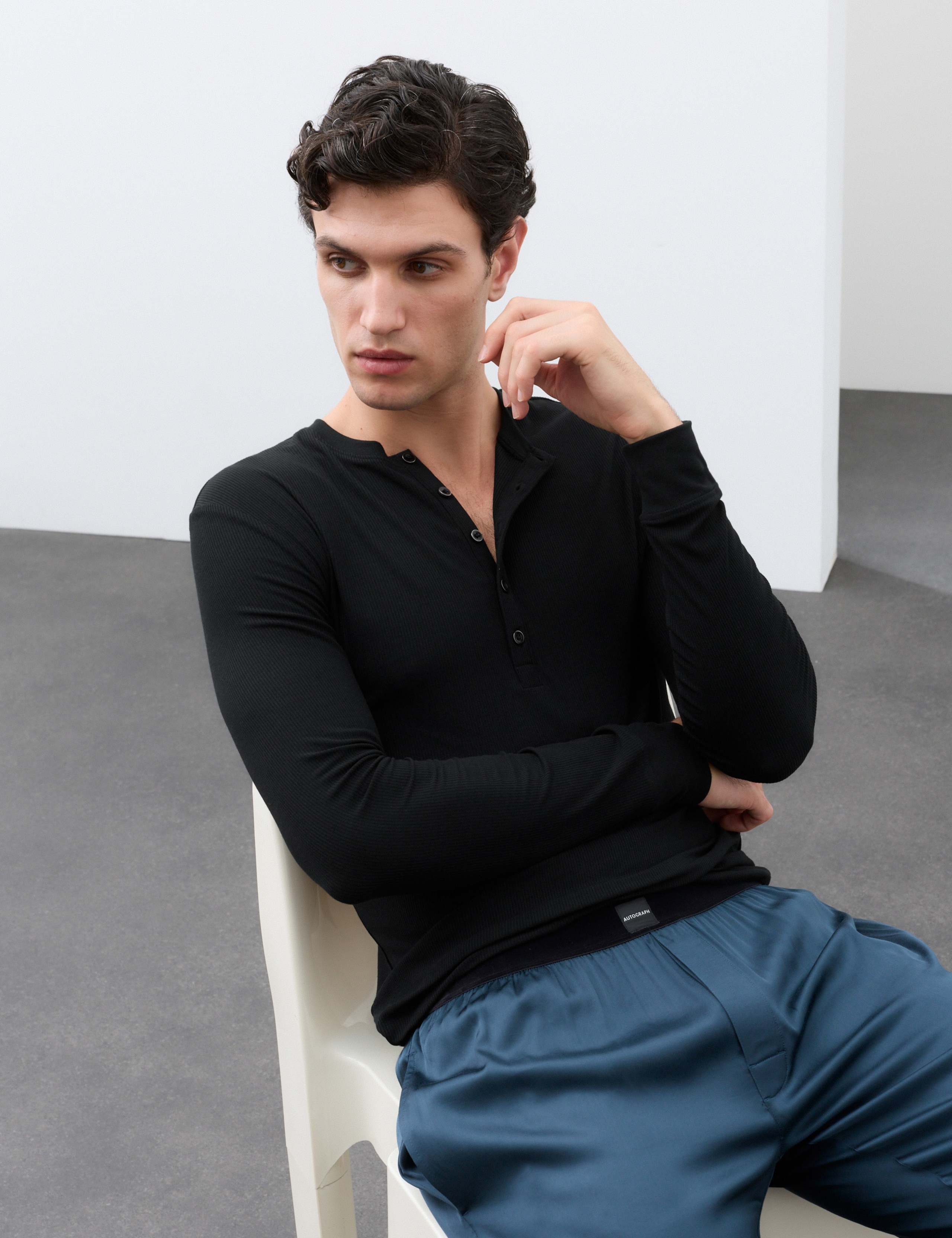 Cotton Modal Blend Textured Henley 4 of 6