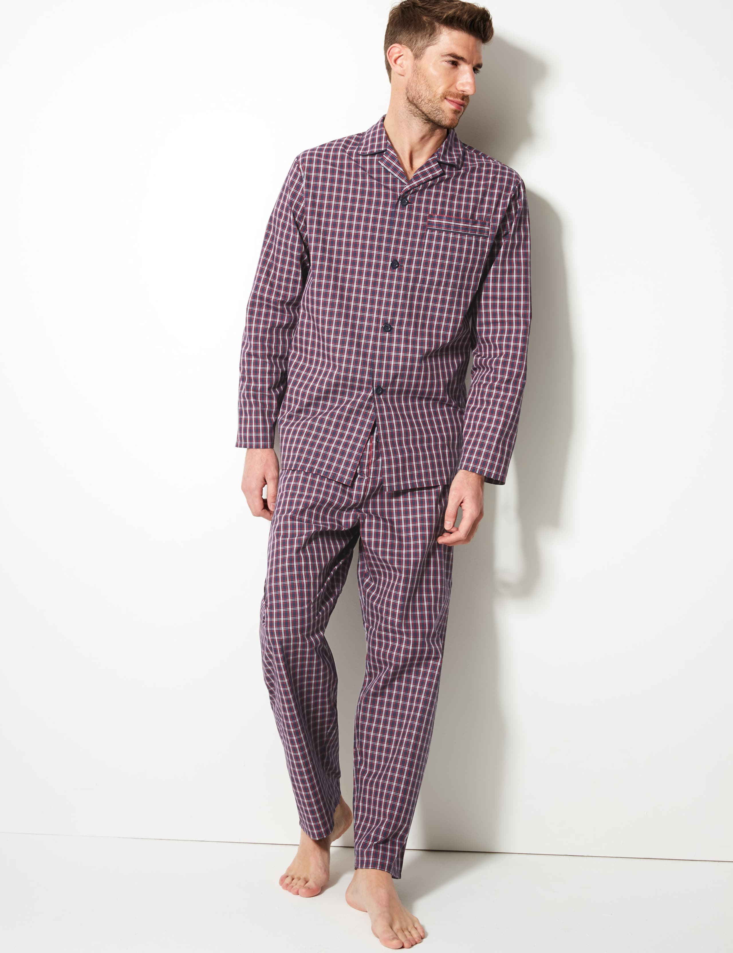 Cotton Blend Checked Pyjama Set 1 of 3