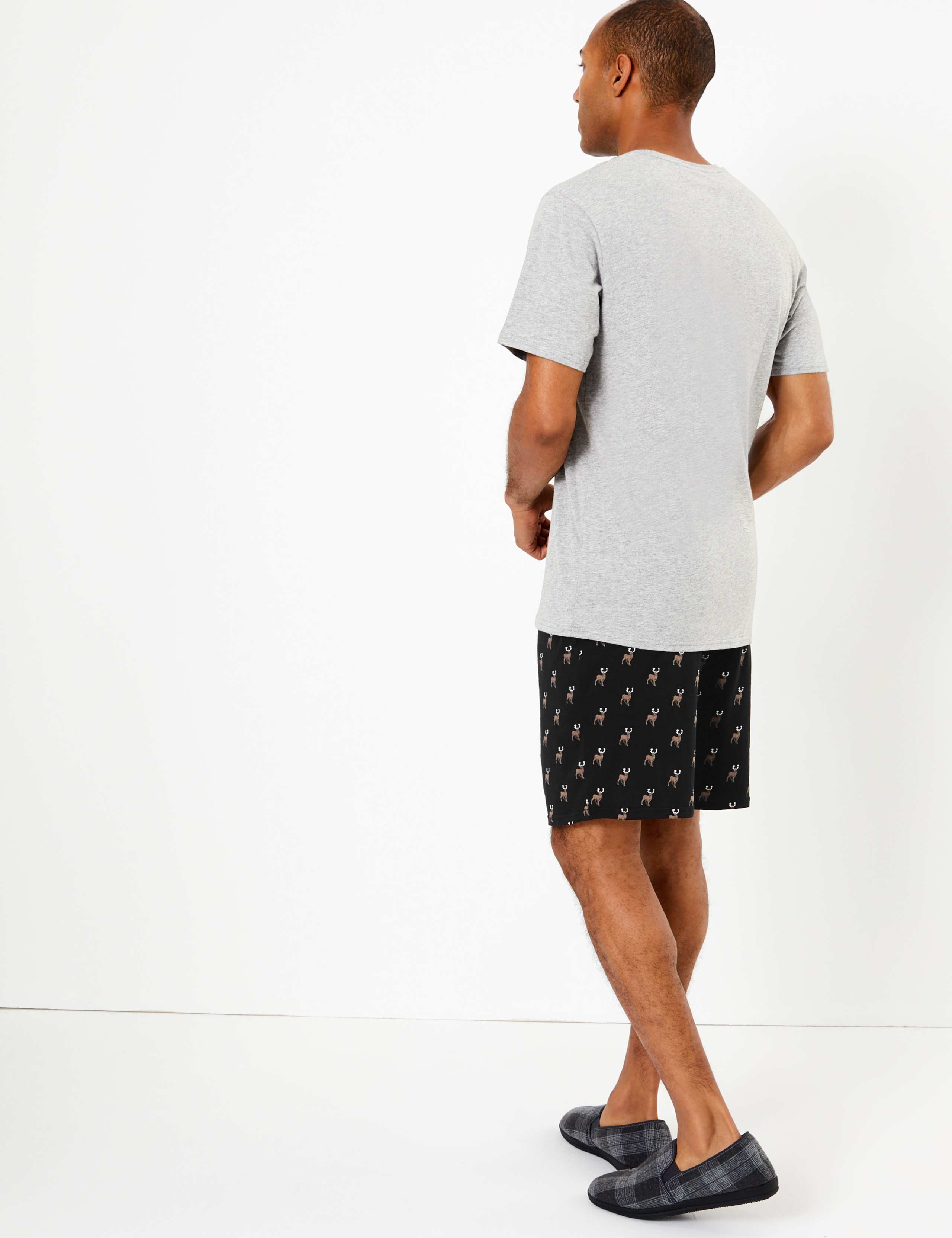 Pure Cotton Stag Print Pyjama Short Set 3 of 4