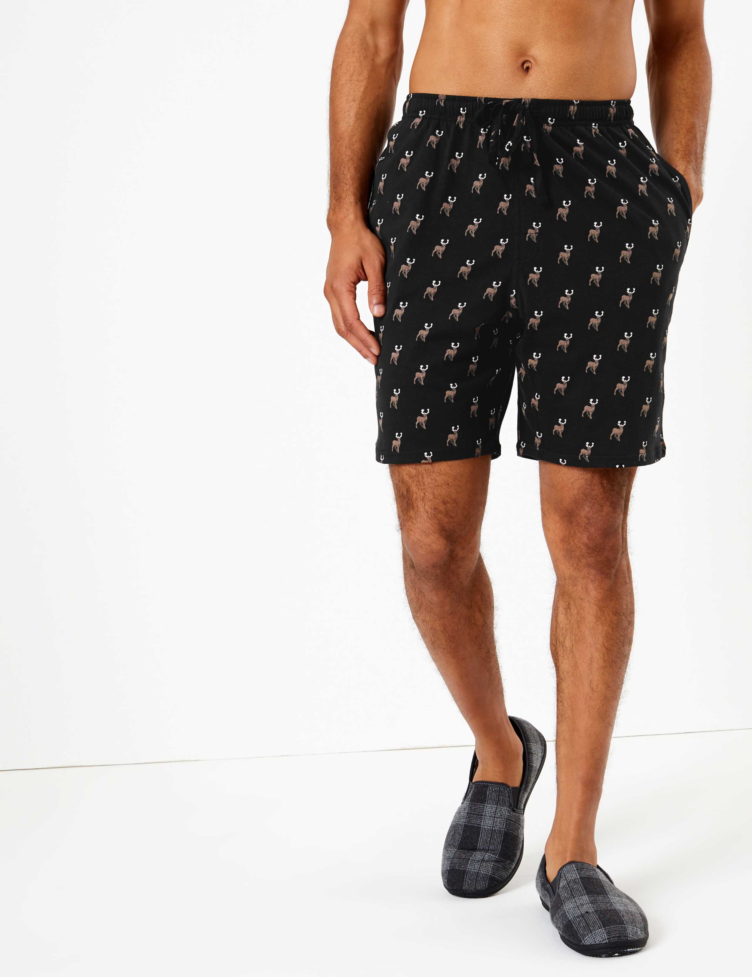 Pure Cotton Stag Print Pyjama Short Set 4 of 4