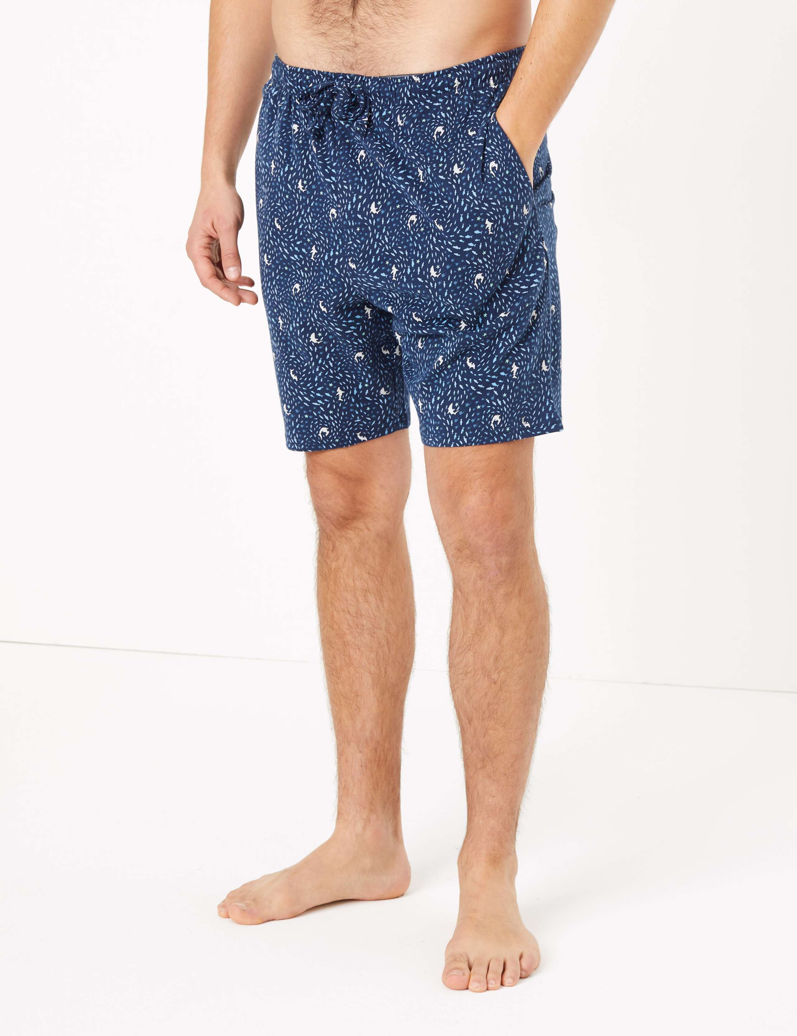 Pure Cotton Shark Print Pyjama Set 3 of 3