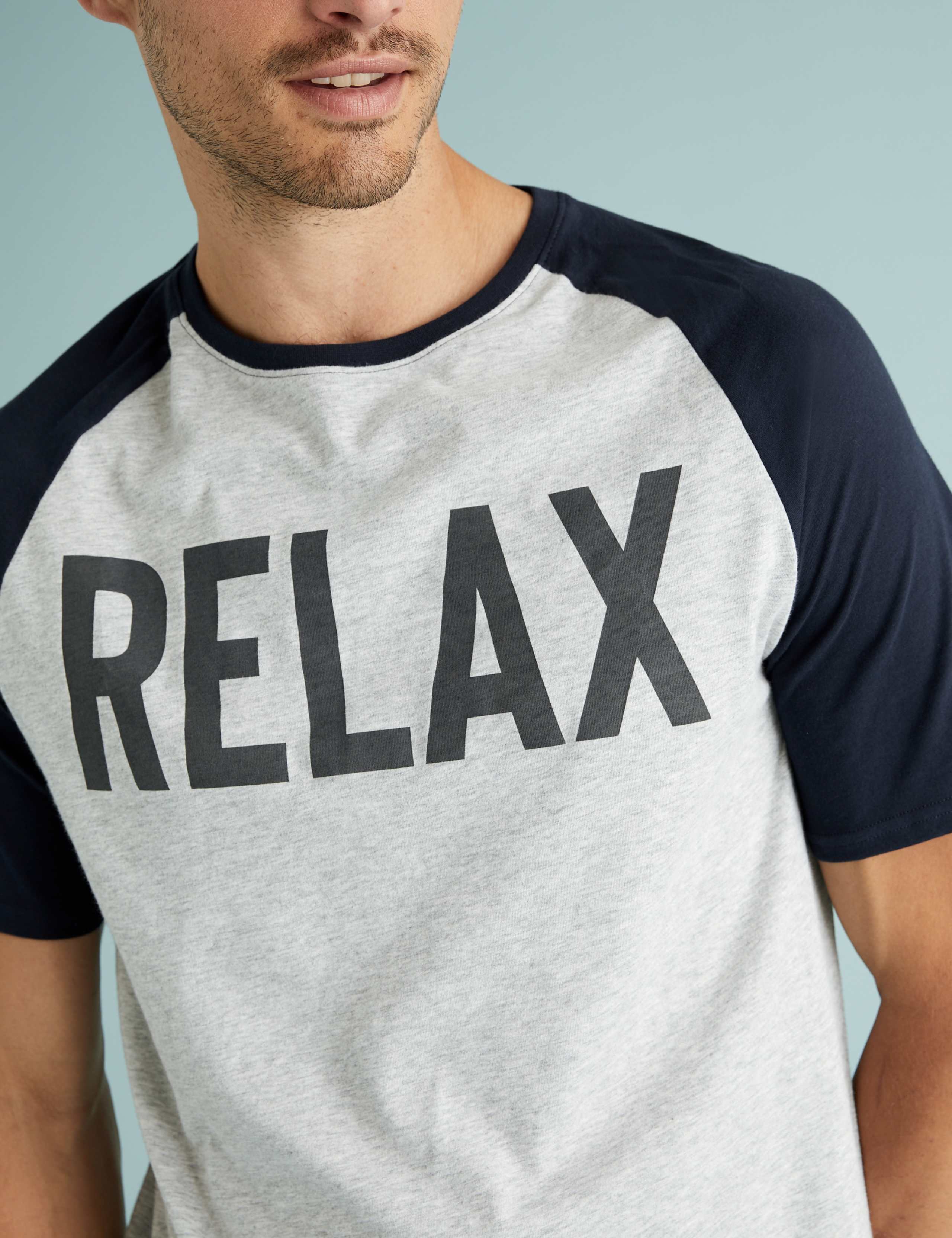 Pure Cotton Relax Slogan Pyjama Set 3 of 4