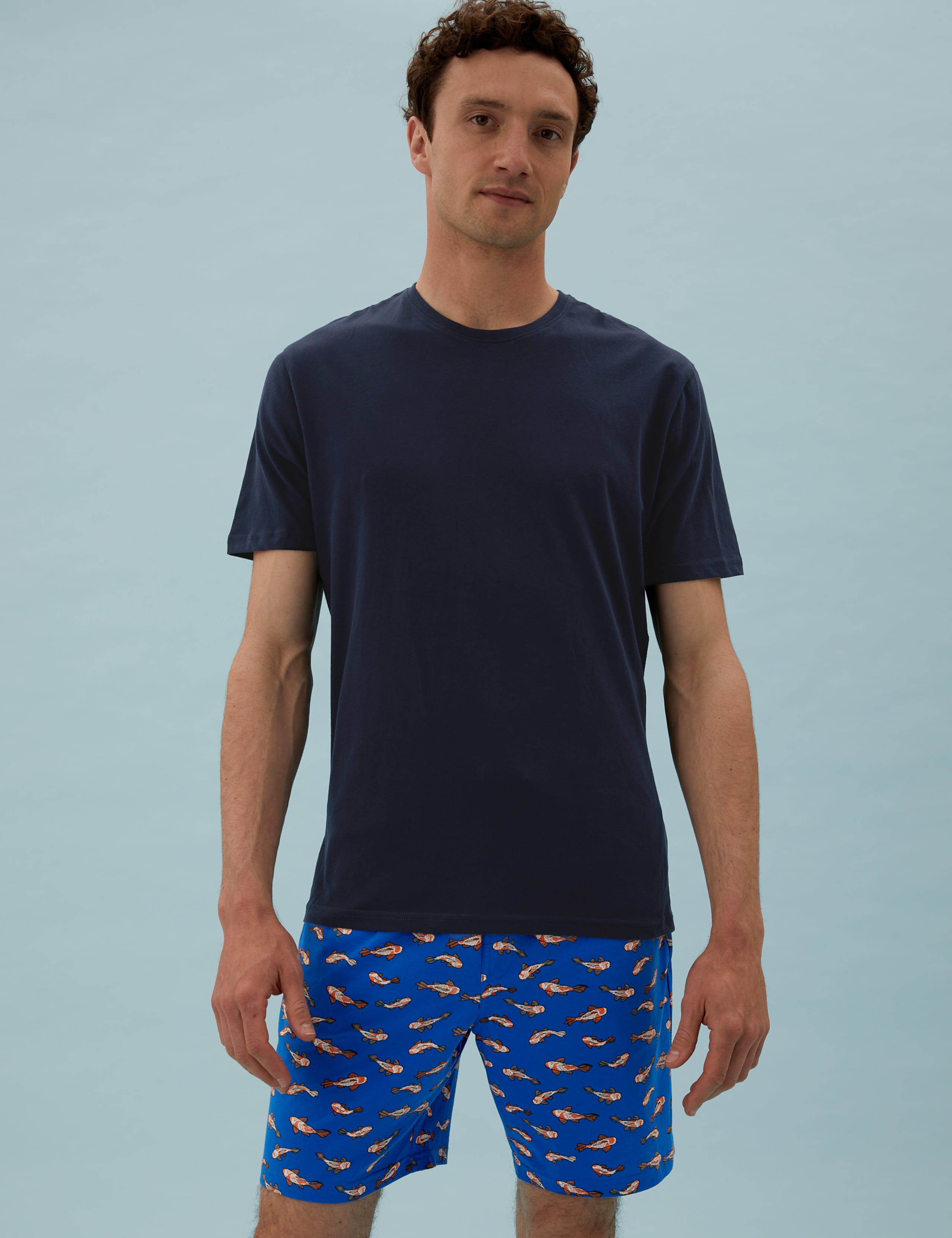 Pure Cotton Goldfish Print Pyjama Set 3 of 5