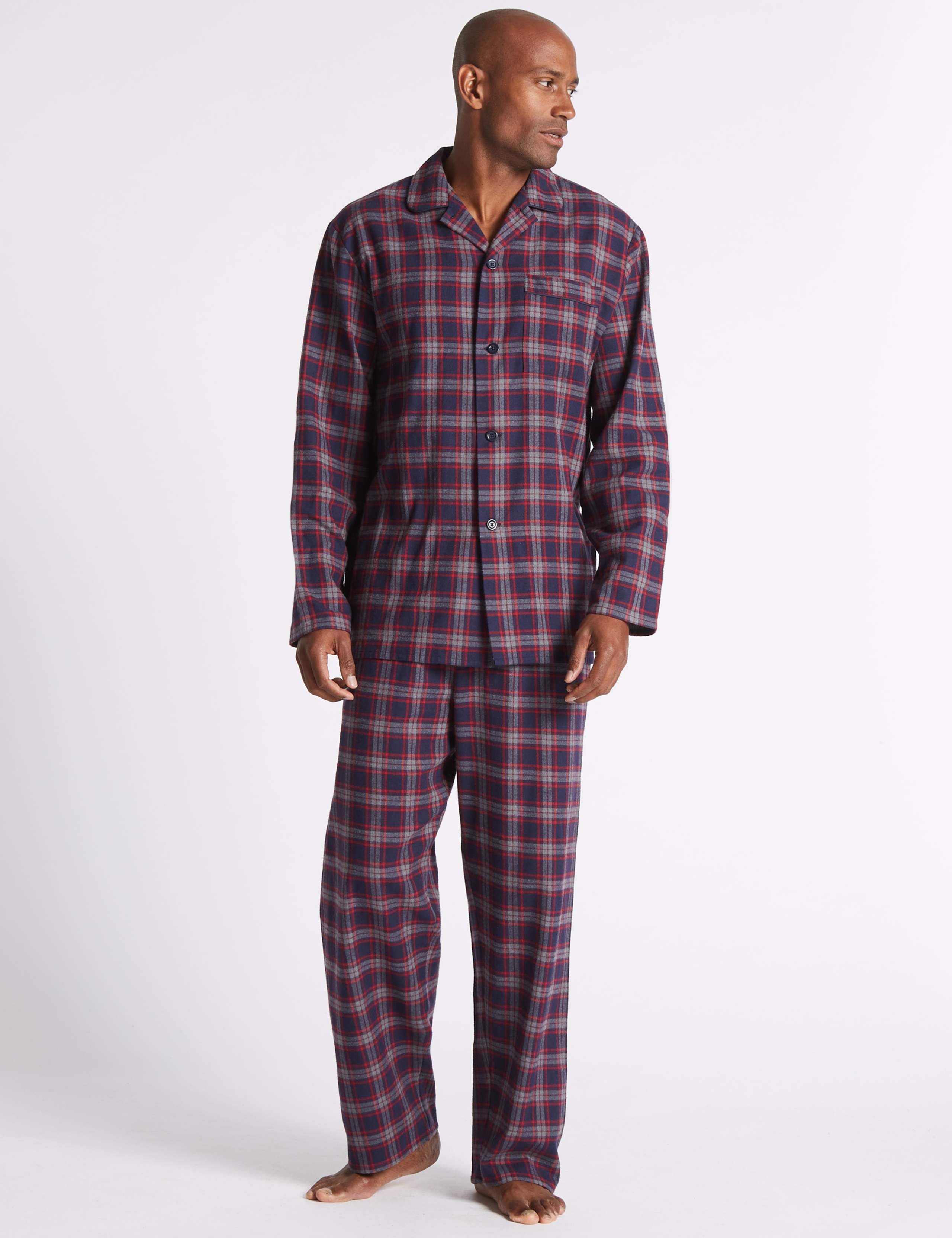 Pure Brushed Cotton Checked Pyjama Set 1 of 5