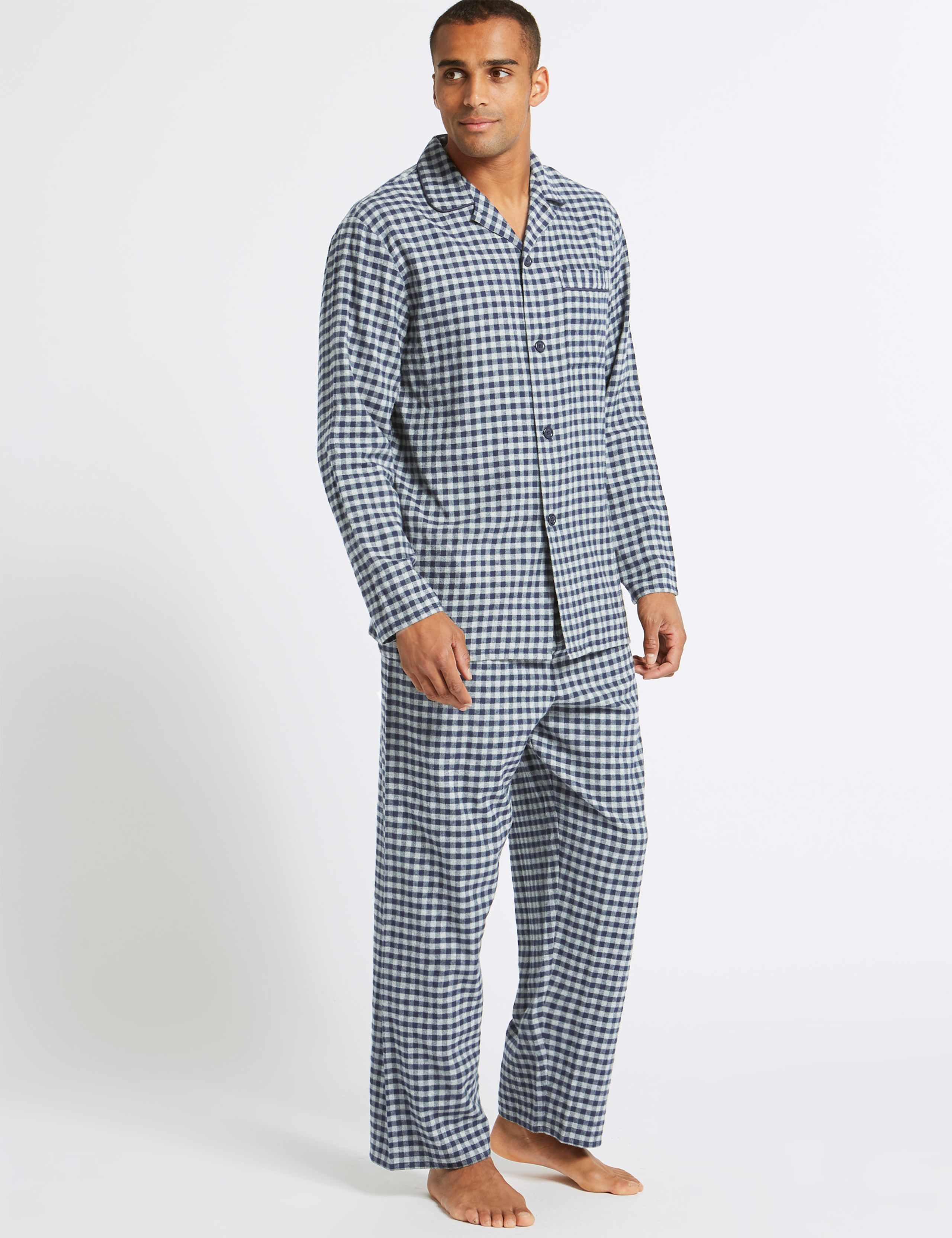 Big & Tall Brushed Cotton Checked Pyjama Set 1 of 4