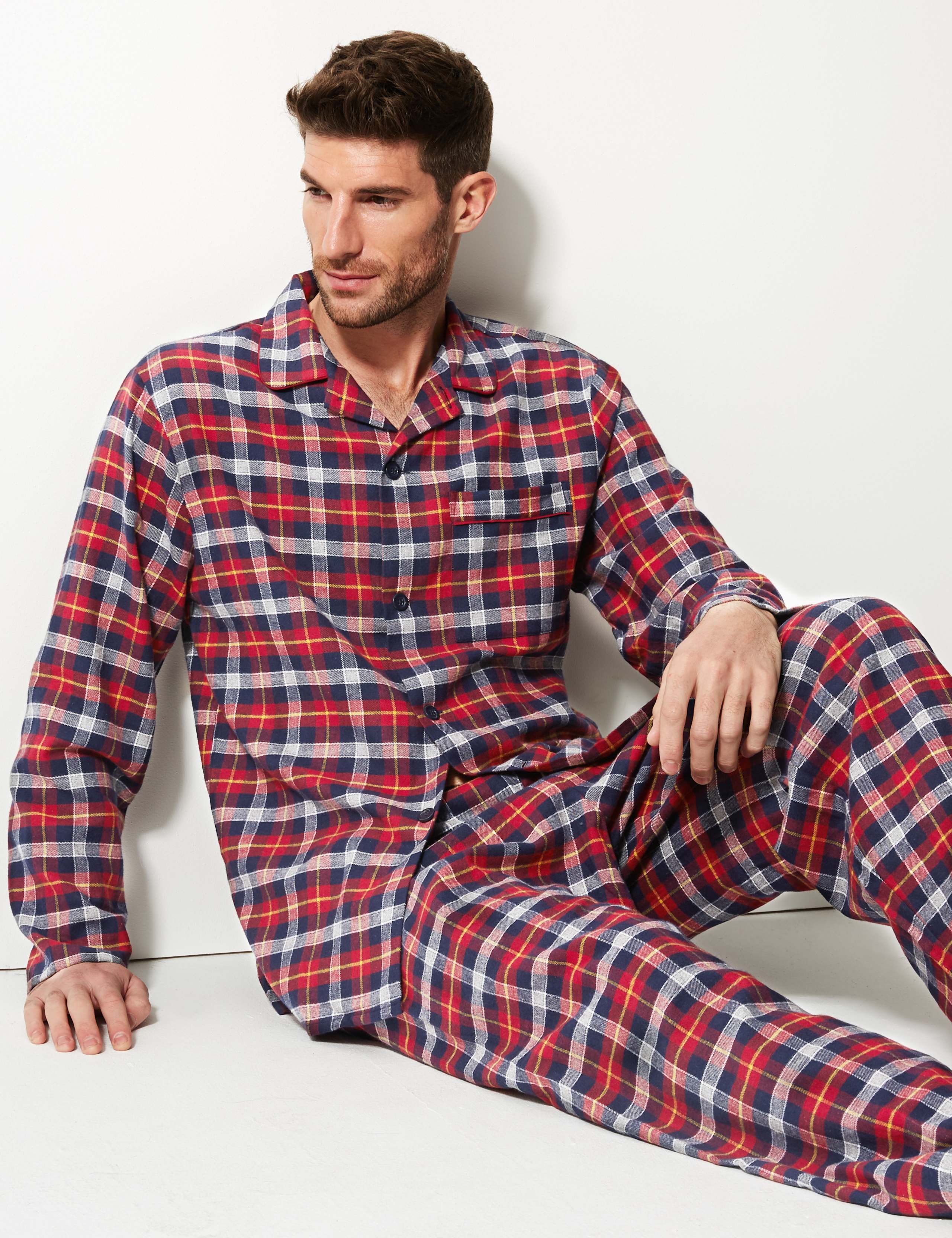 Brushed Cotton Checked Pyjama Set 1 of 4