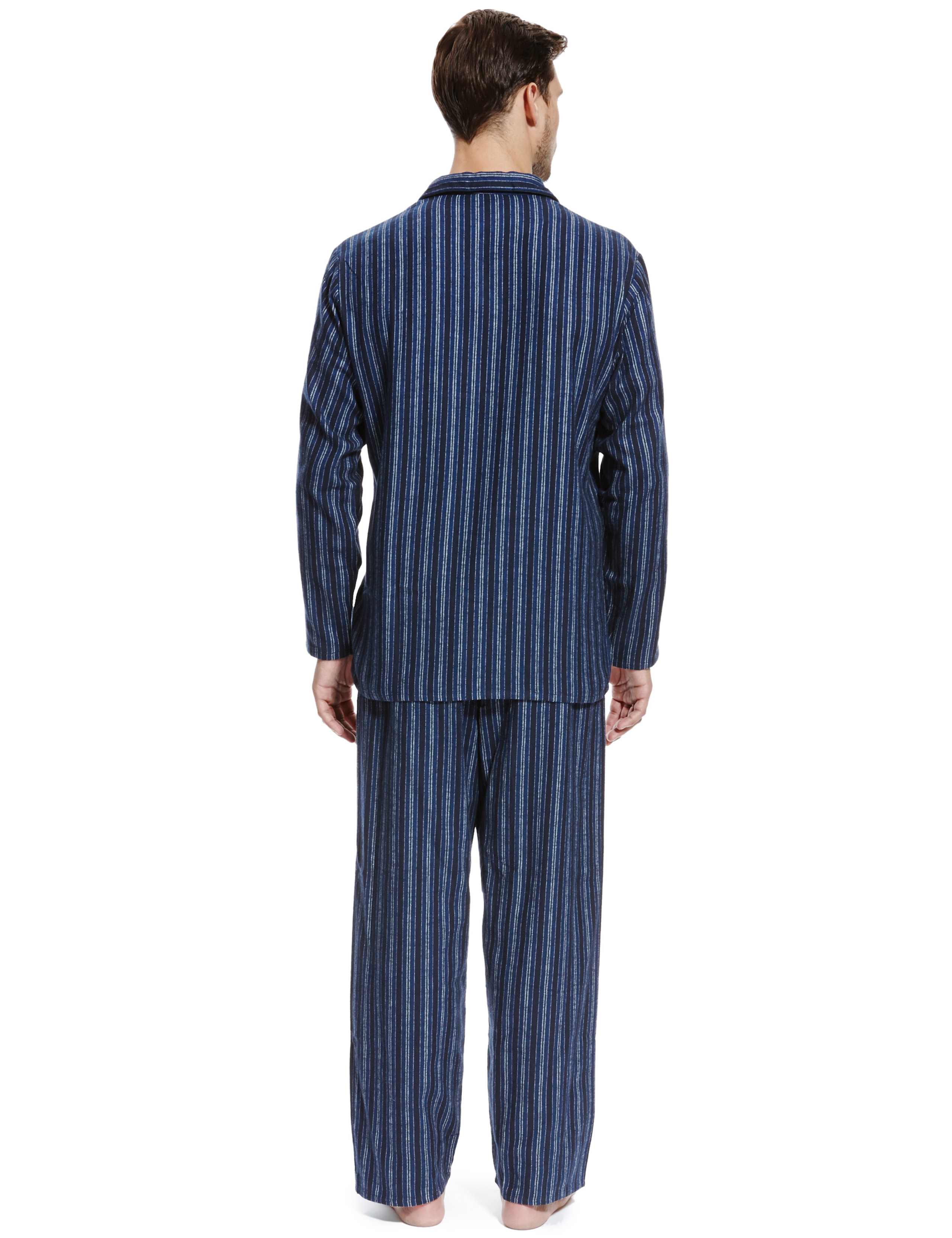 2in Longer Pure Cotton Thermal Striped Pyjamas 3 of 4