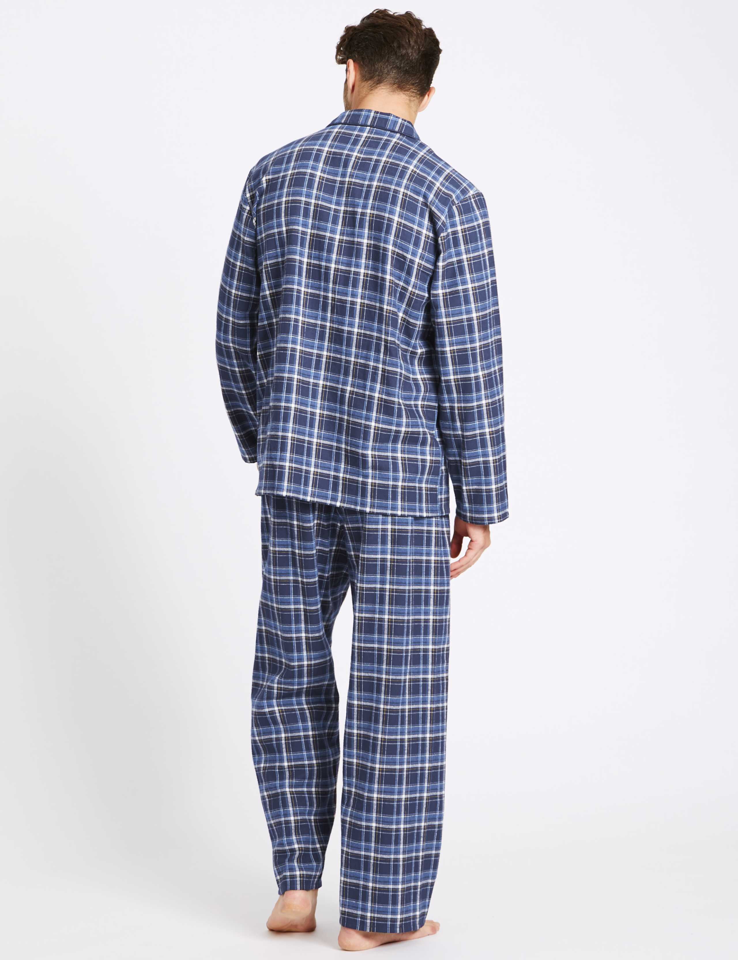 Pure Brushed Cotton Checked Pyjama Set 3 of 6
