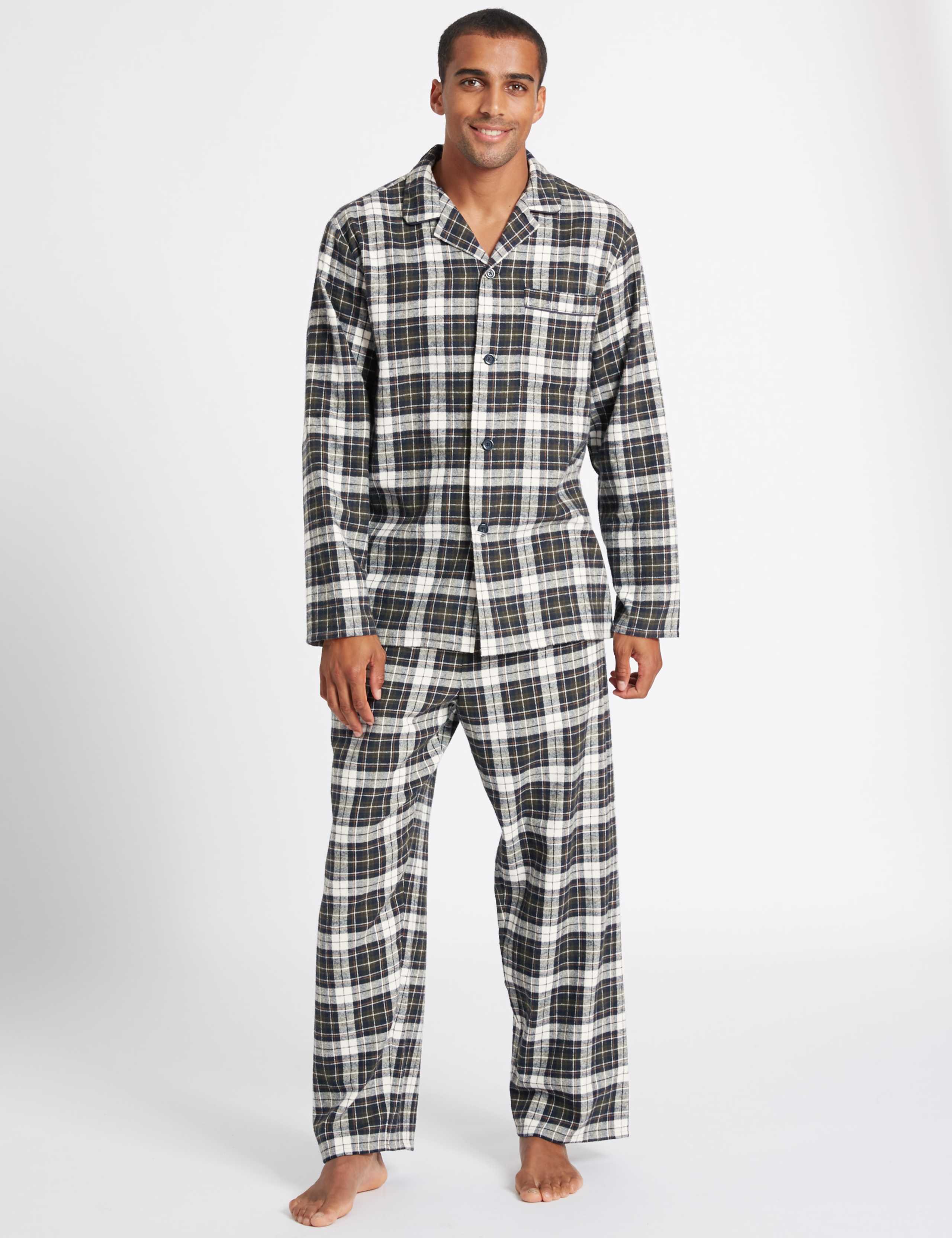 Pure Brushed Cotton Checked Pyjama Set 1 of 5