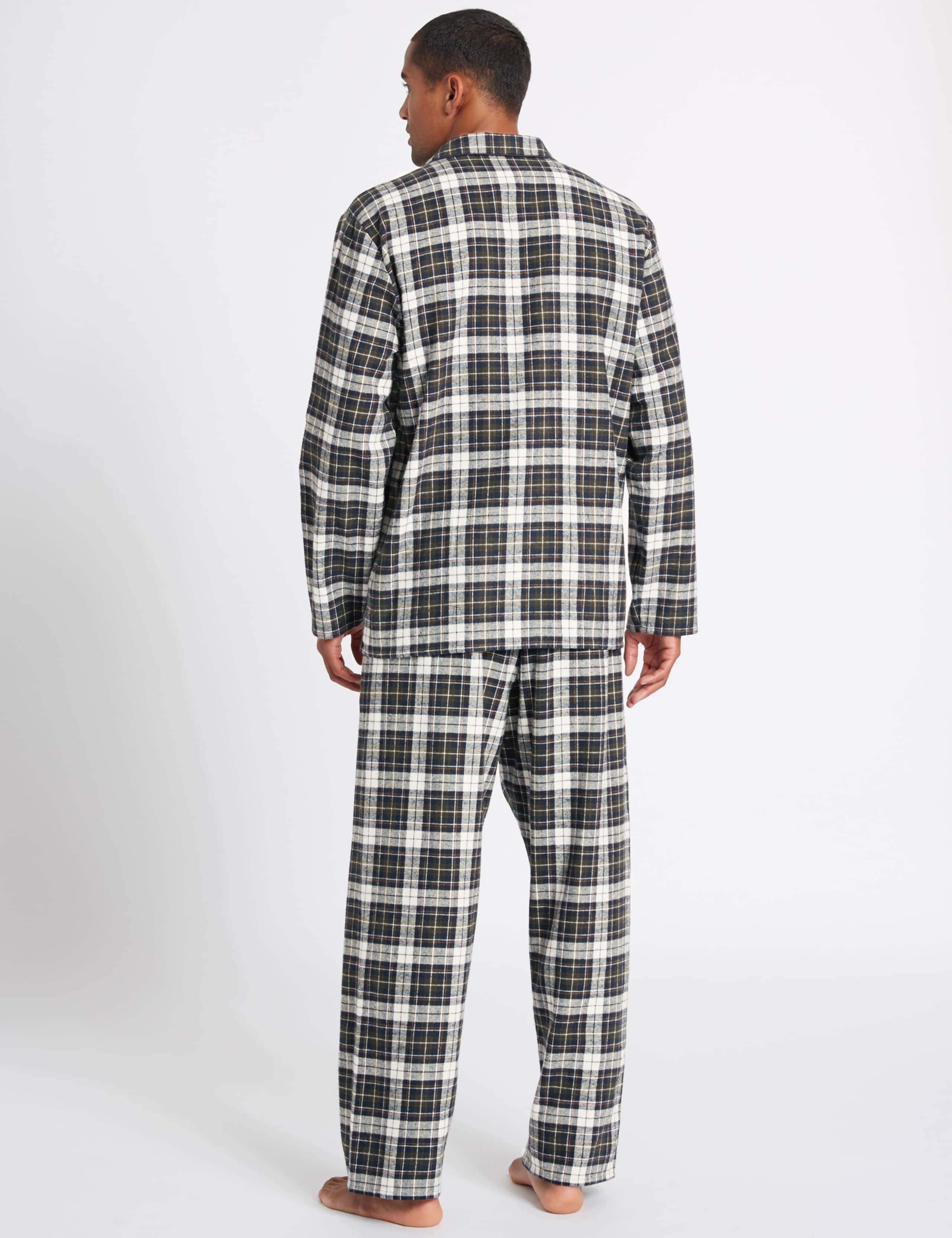 Pure Brushed Cotton Checked Pyjama Set 3 of 5