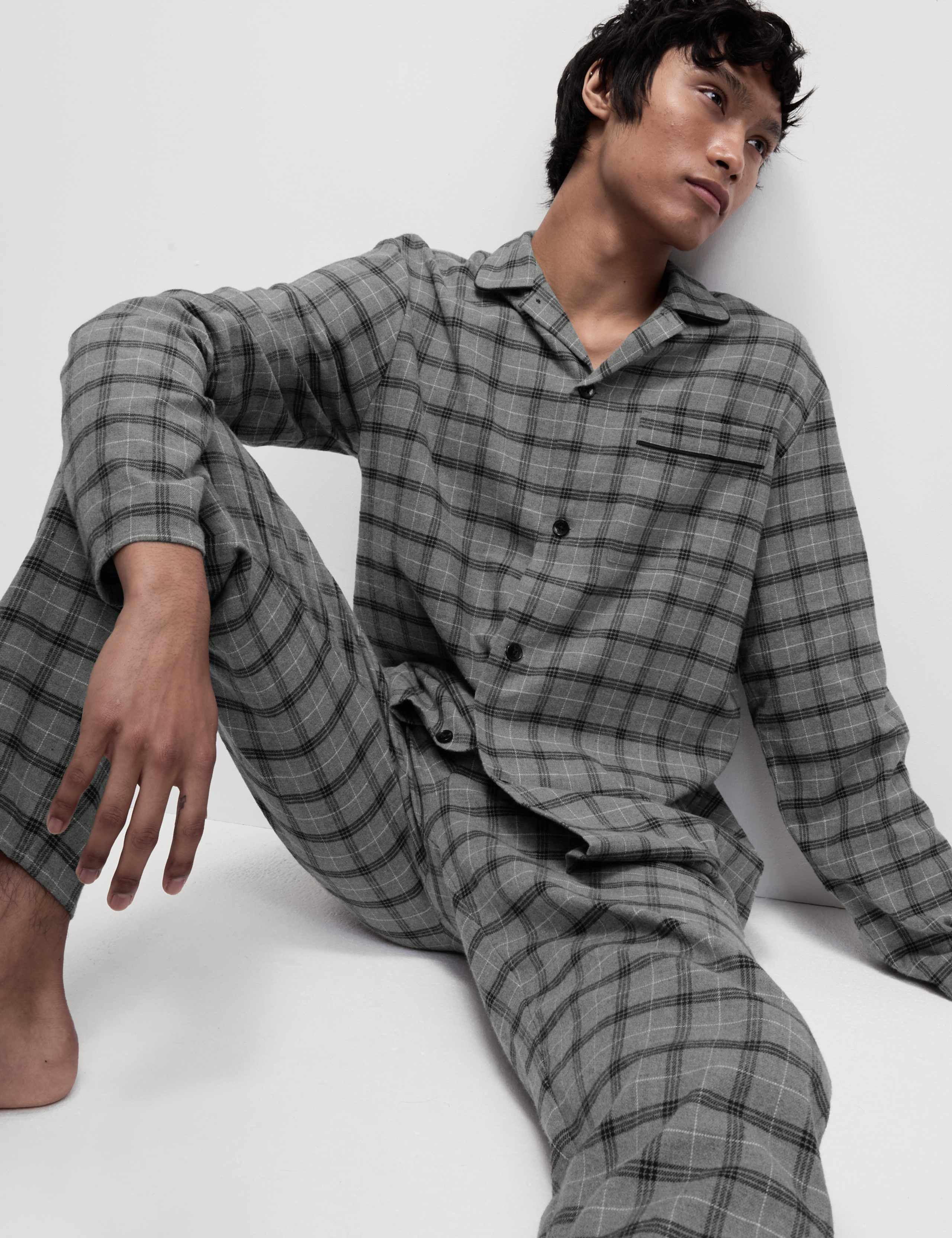 Brushed Cotton Checked Pyjama Set 1 of 7