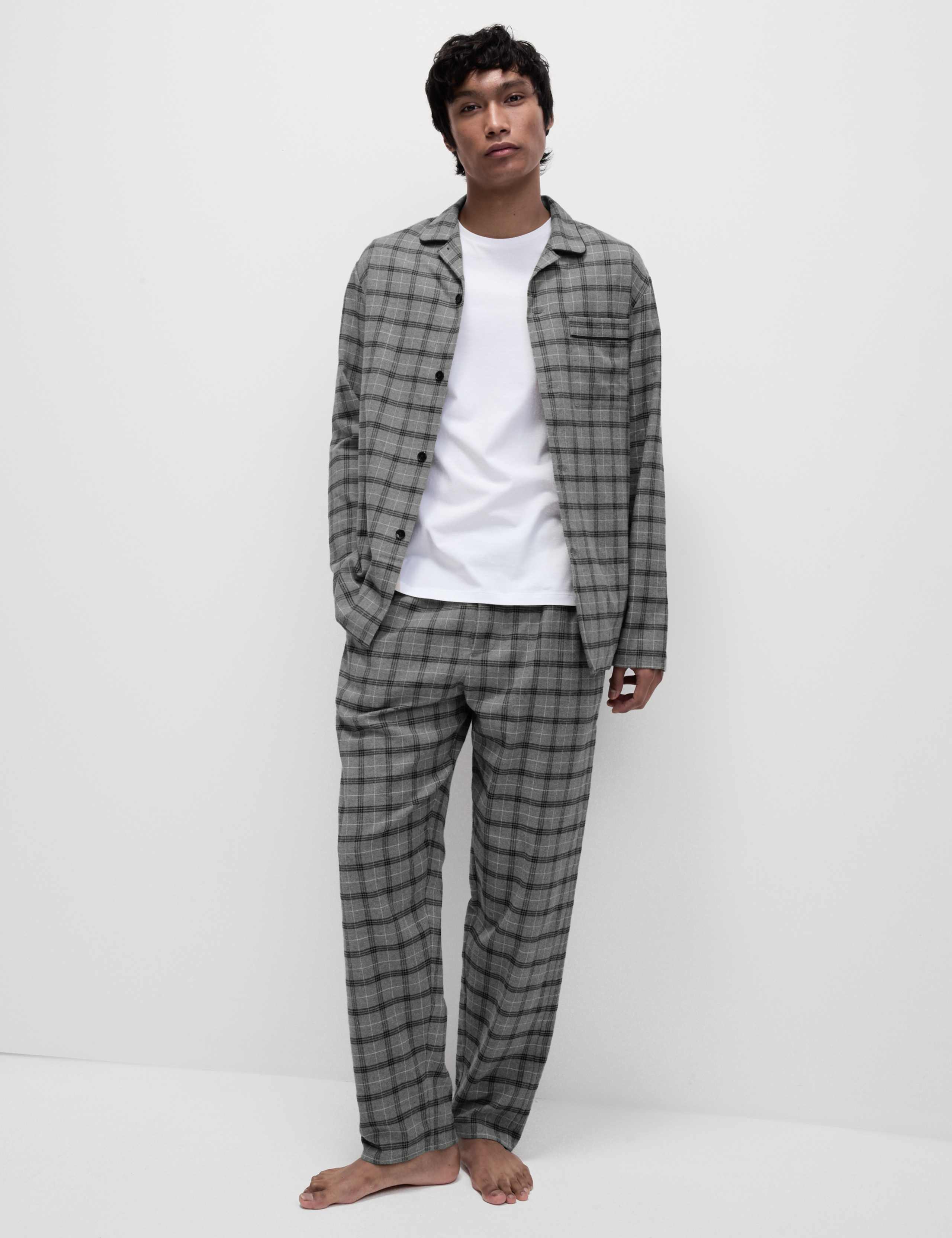 Brushed Cotton Checked Pyjama Set 3 of 7