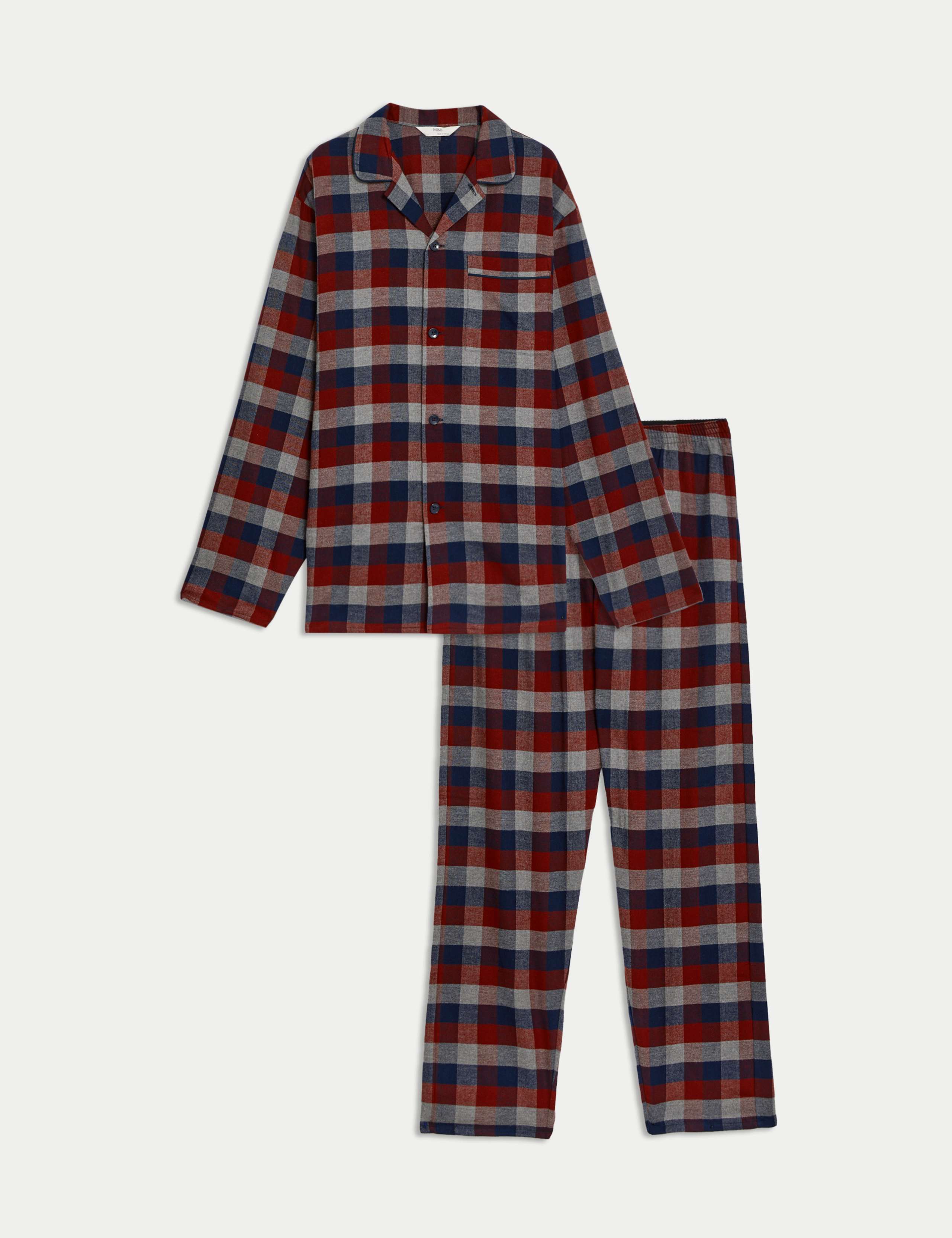 Brushed Cotton Checked Pyjama Set 2 of 8